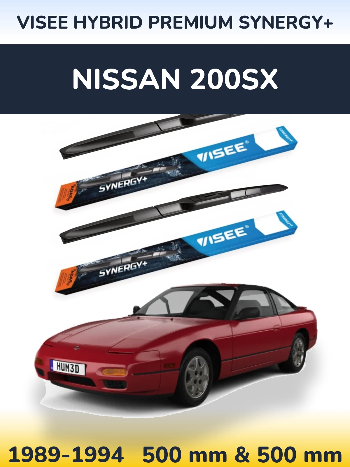 Komplet przednich wycieraczek VISEE HYBRID PREMIUM SYNERGY+ 500 & 500 mm do Nissan 200SX 1989-1994