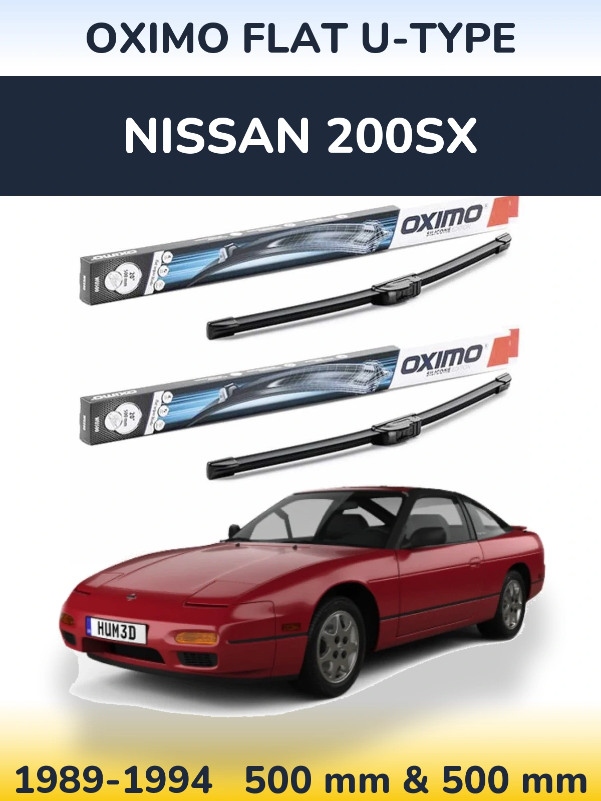 Komplet przednich wycieraczek Oximo Flat U-type 500 & 500 mm do Nissan 200SX 1989-1994