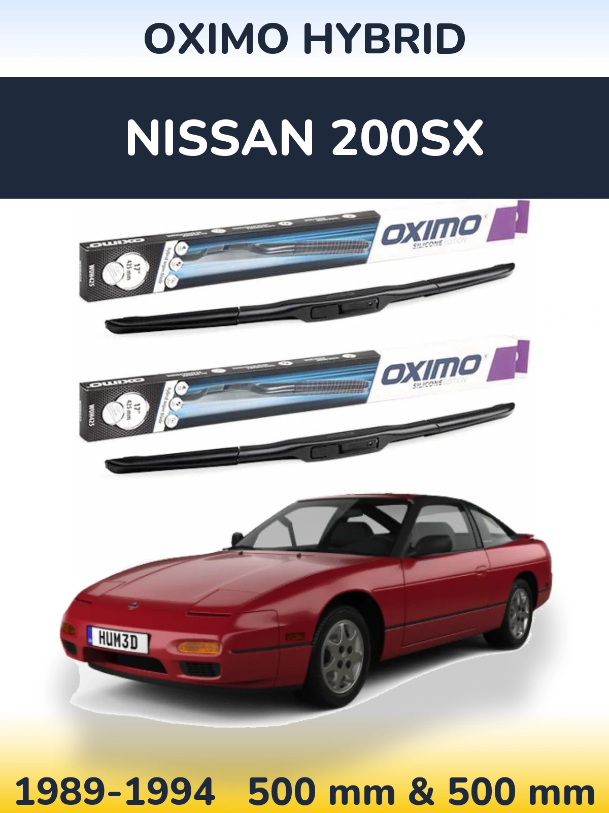 Komplet przednich wycieraczek Oximo Hybrid 500 & 500 mm do Nissan 200SX 1989-1994
