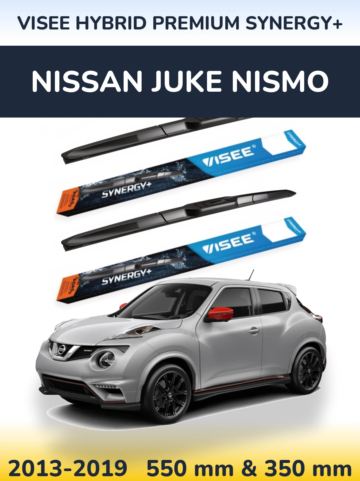 Komplet przednich wycieraczek VISEE HYBRID PREMIUM SYNERGY+ 550 & 350 mm do Nissan Juke Nismo 2013-2019