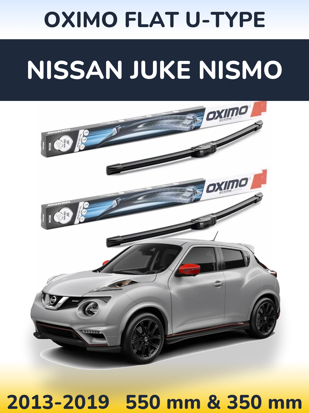 Komplet przednich wycieraczek Oximo Flat U-type 550 & 350 mm do Nissan Juke Nismo 2013-2019