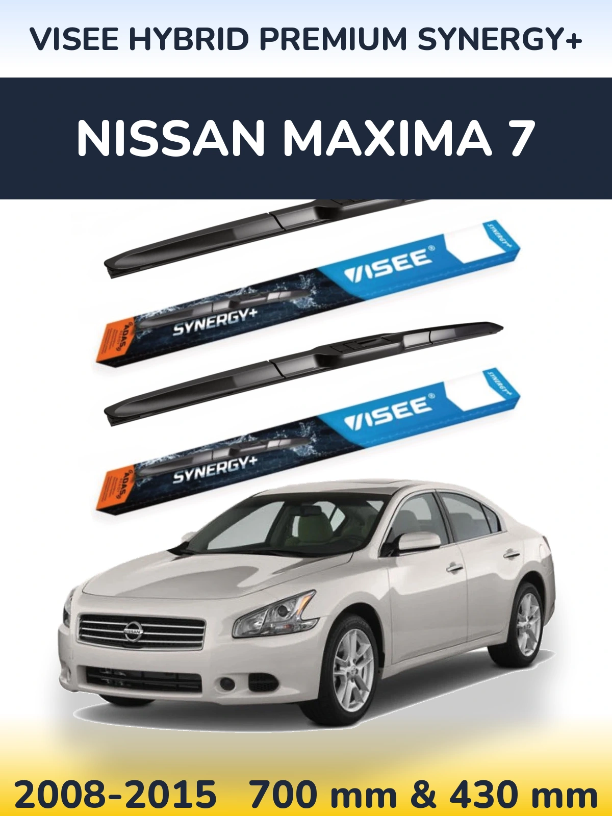 Komplet przednich wycieraczek VISEE HYBRID PREMIUM SYNERGY+ 700 & 430 mm do Nissan Maxima 7 2008-2015