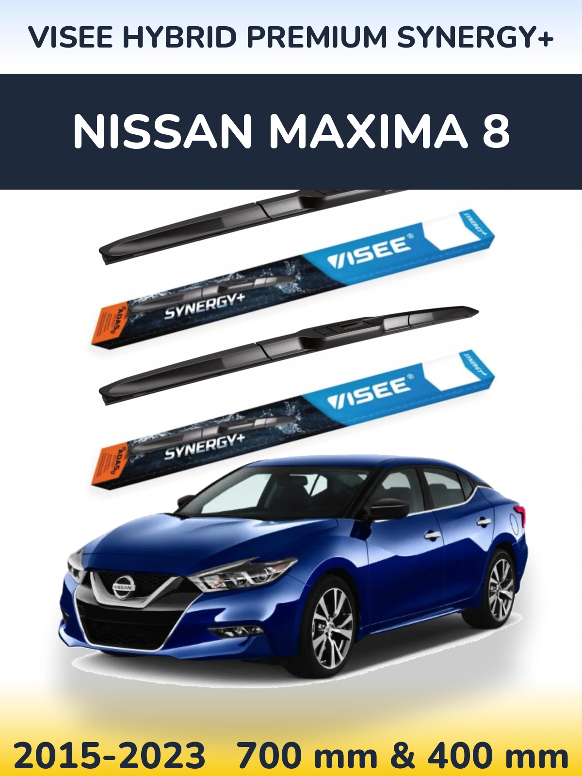 Komplet przednich wycieraczek VISEE HYBRID PREMIUM SYNERGY+ 700 & 400 mm do Nissan Maxima 8 2015-2023