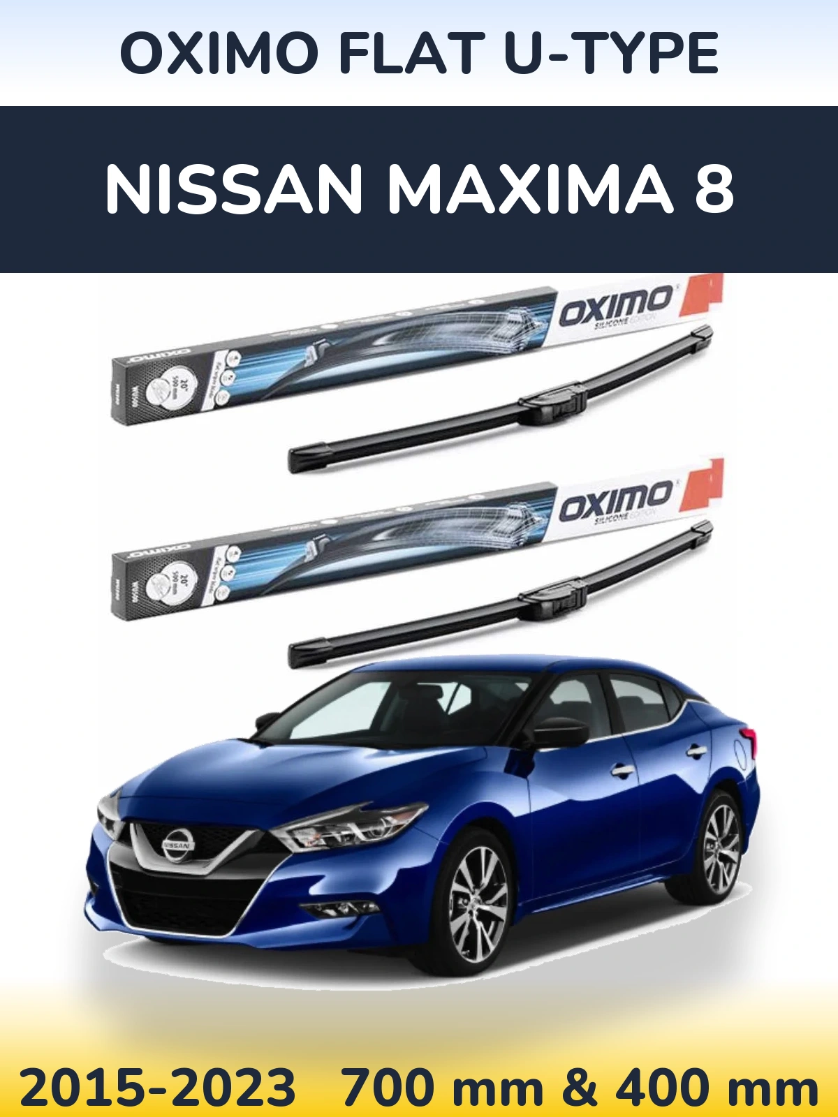 Комплект передних дворников Oximo Flat U-type 700 & 400 мм для Nissan Maxima 8 2015-2023