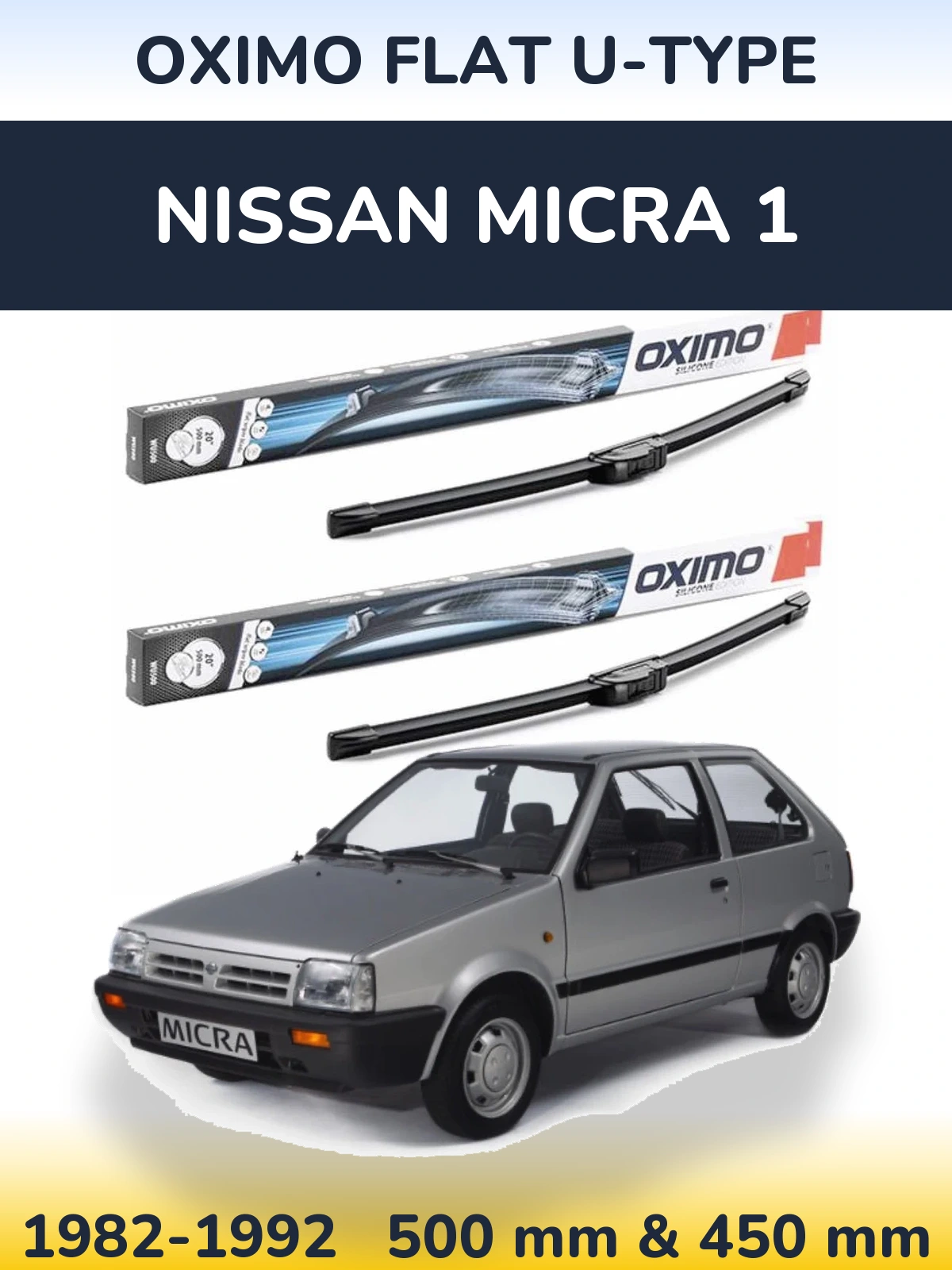 Komplet przednich wycieraczek Oximo Flat U-type 500 & 450 mm do Nissan Micra 1 1982-1992
