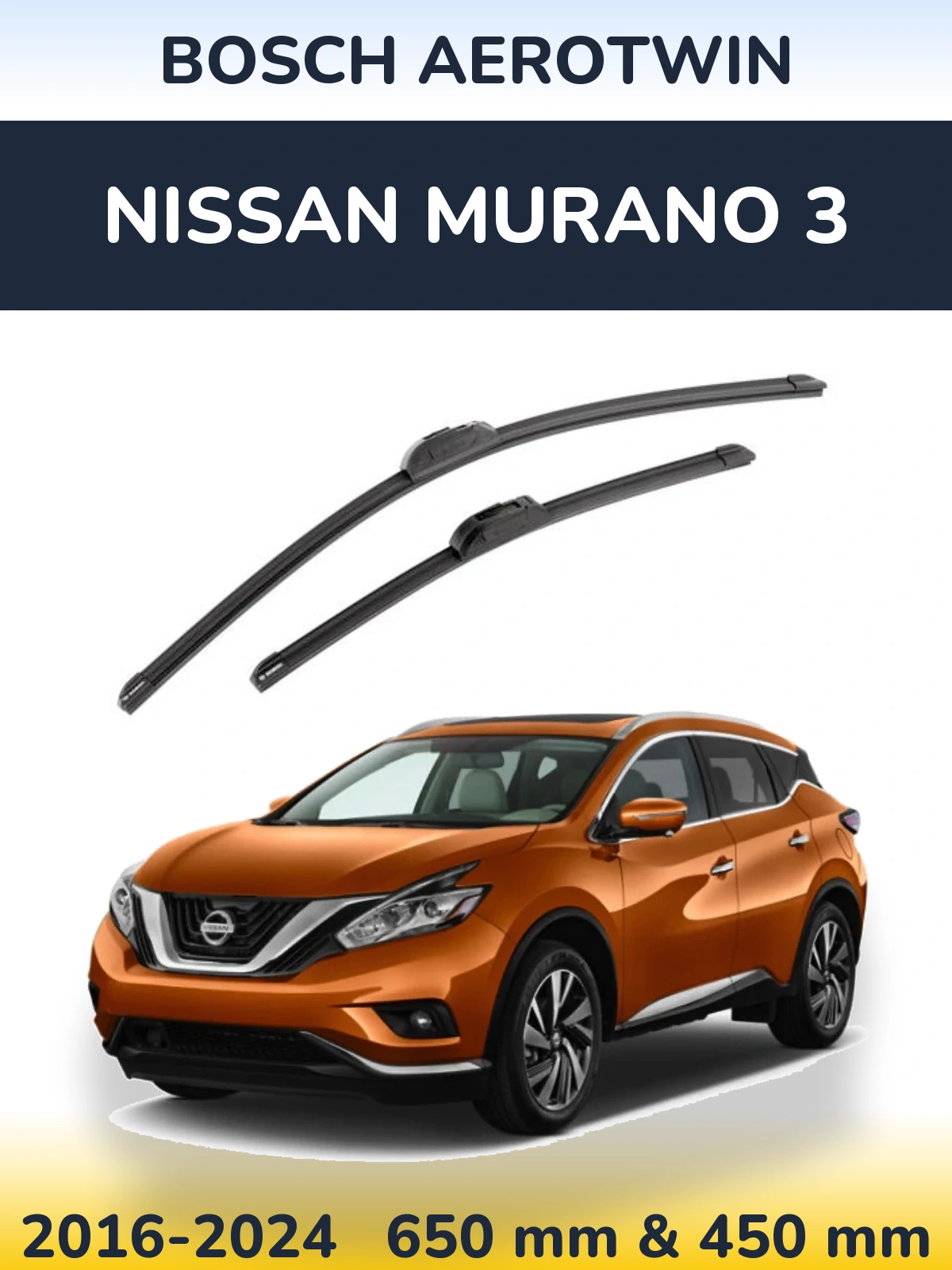 Komplet przednich wycieraczek BOSCH AeroTwin 650 & 450 mm do Nissan Murano 3 2016-2024