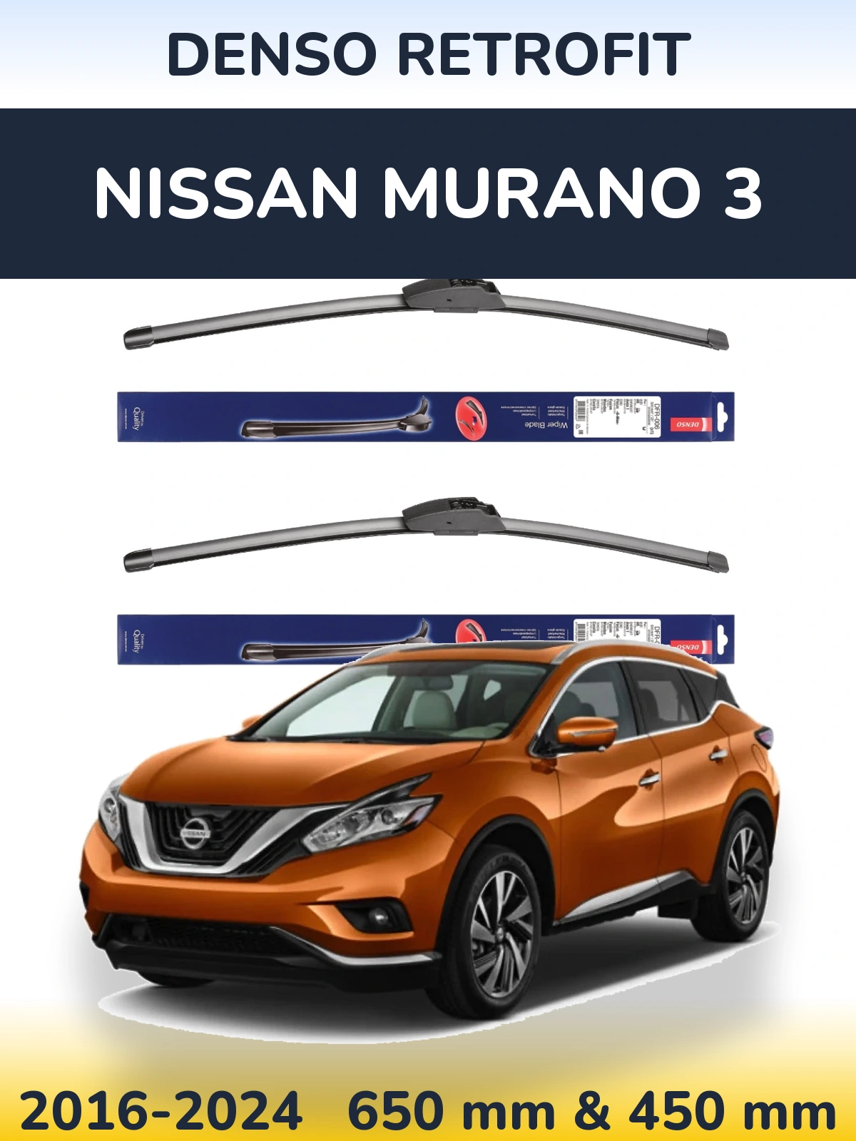 Комплект передних дворников Denso Retrofit 650 & 450 мм для Nissan Murano 3 2016-2024