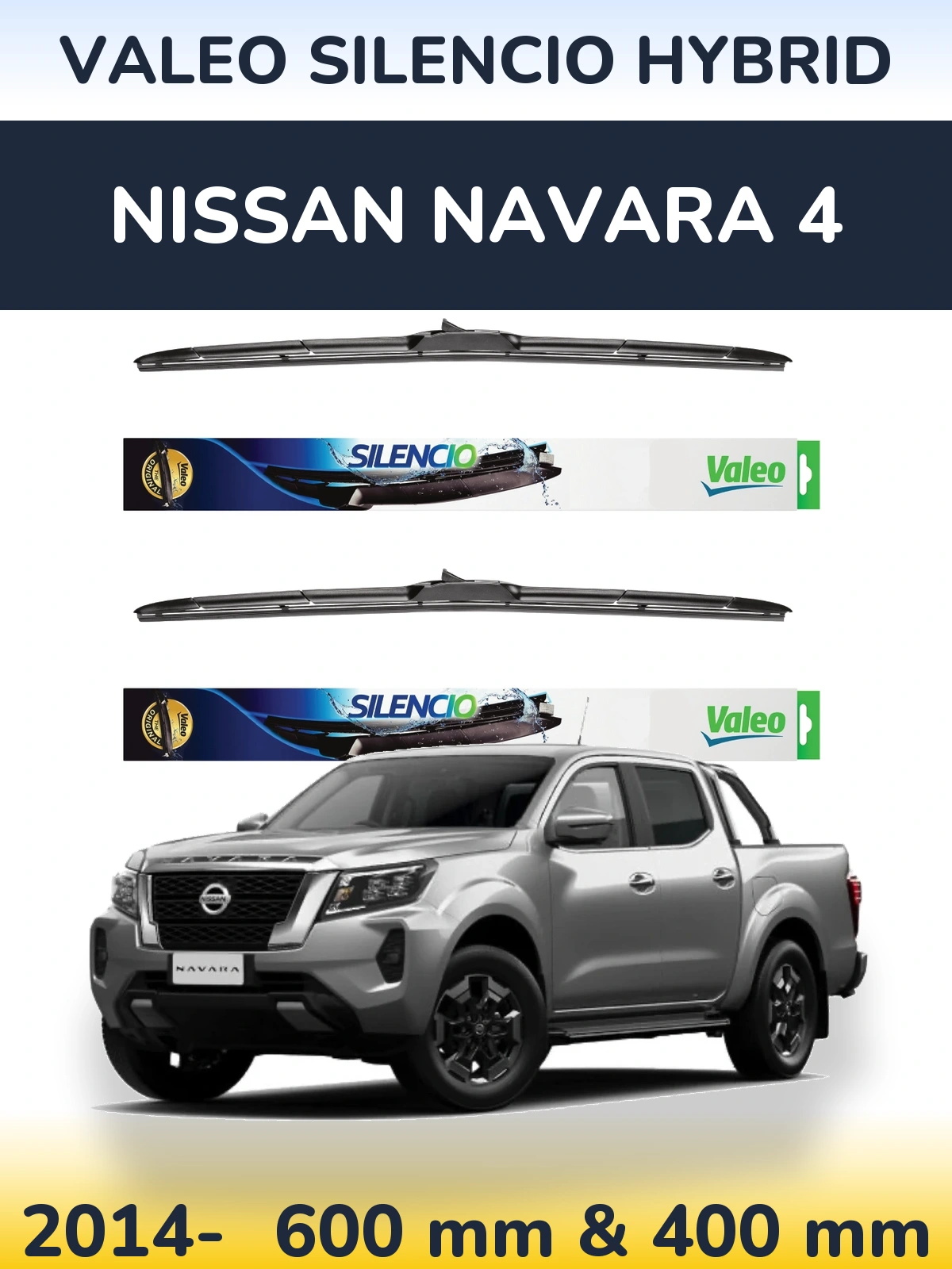 Комплект передних дворников Valeo Silencio Hybrid 600 & 400 мм для Nissan Navara 4 2014-2026