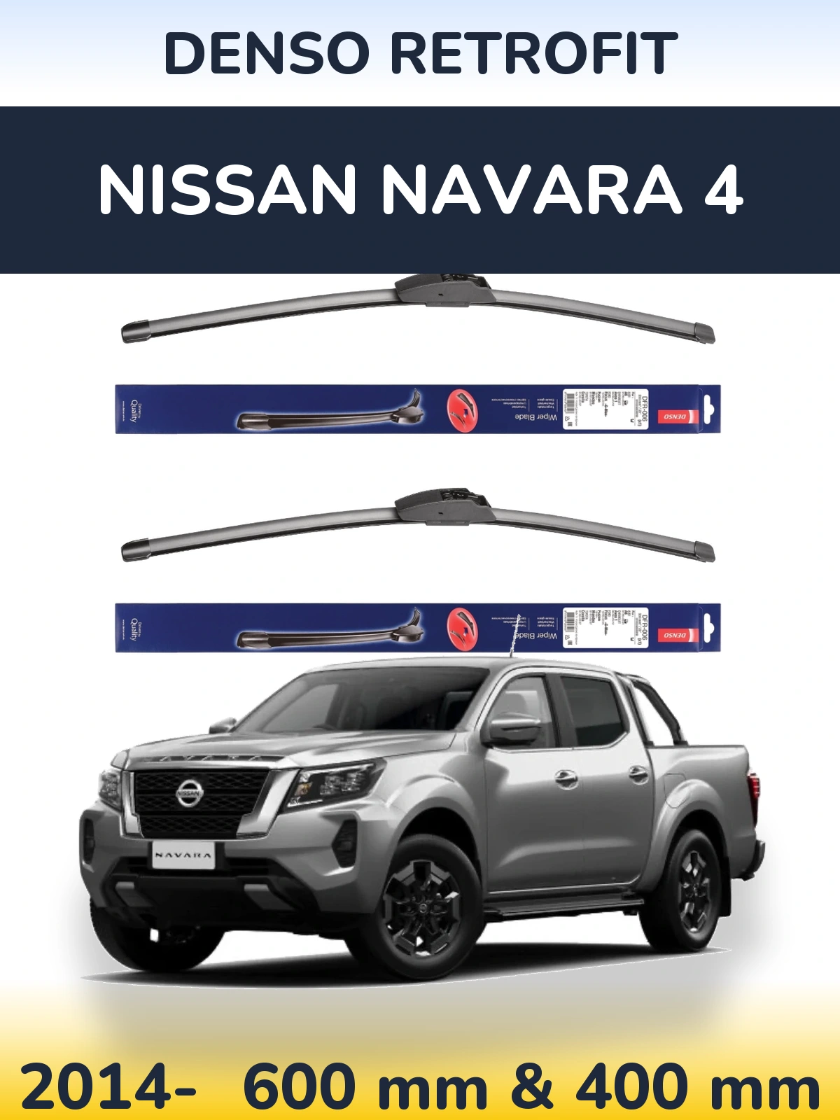Комплект передних дворников Denso Retrofit 600 & 400 мм для Nissan Navara 4 2014-2026