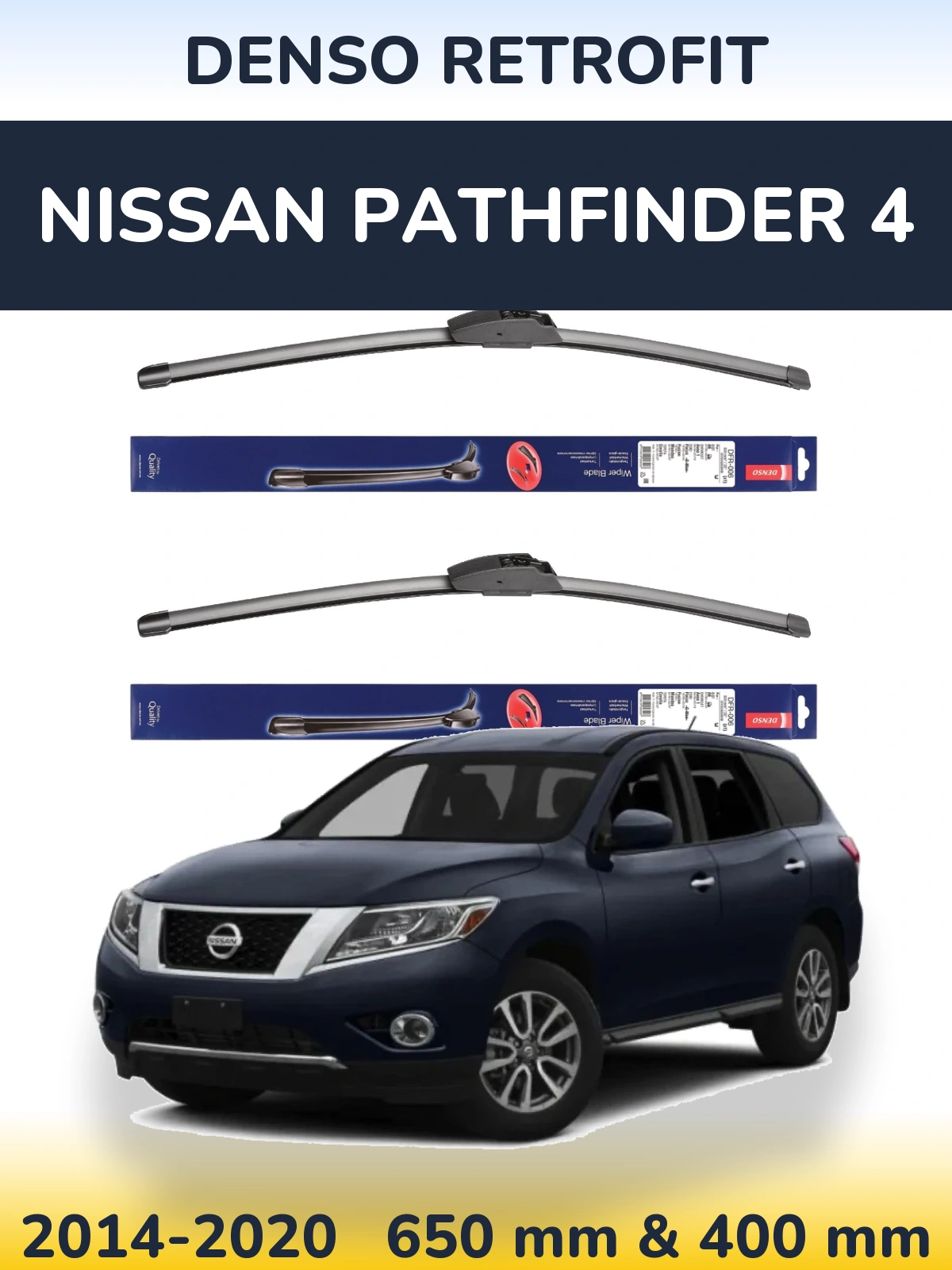 Komplet przednich wycieraczek Denso Retrofit 650 & 400 mm do Nissan Pathfinder 4 2014-2020
