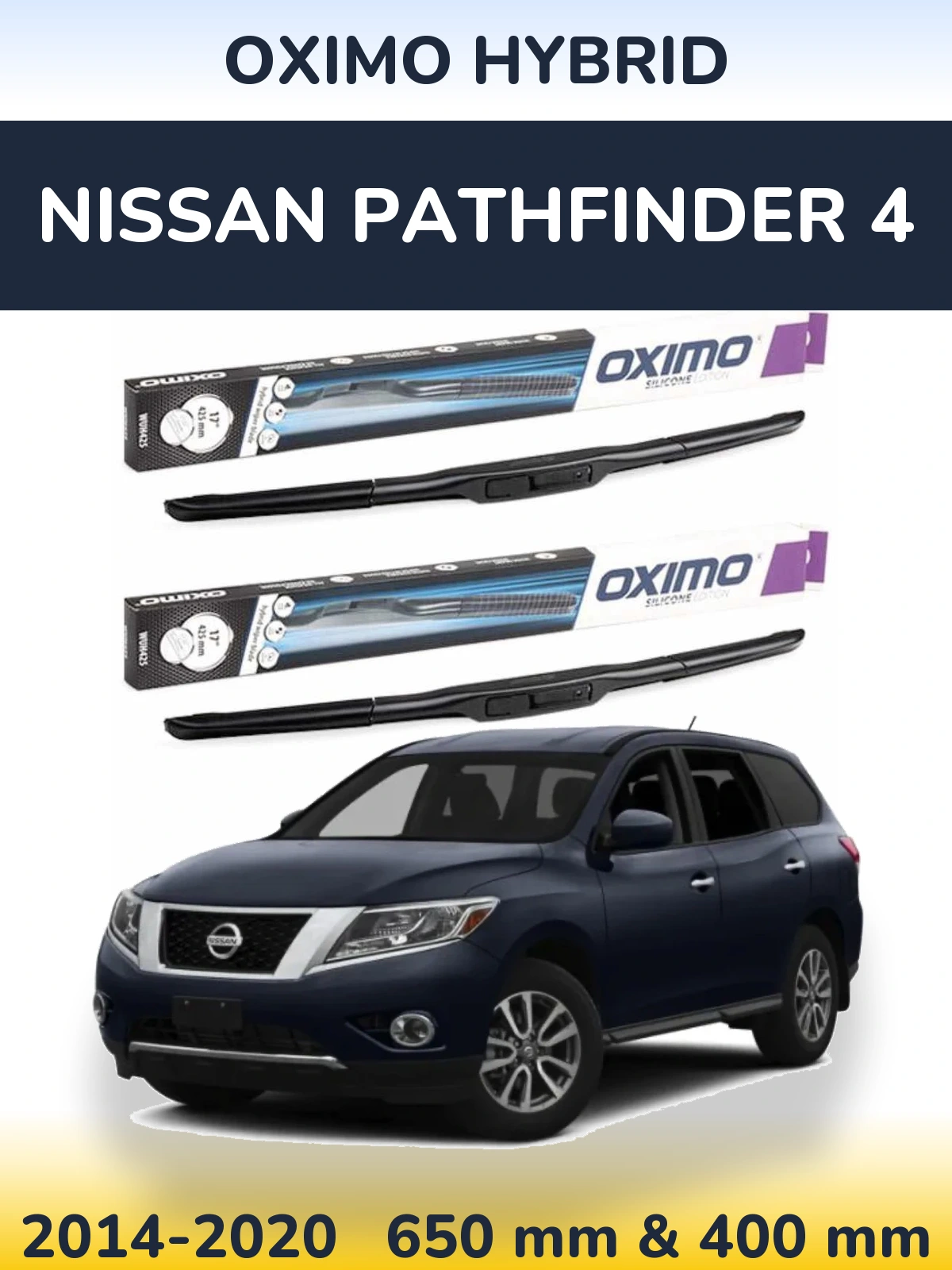 Komplet przednich wycieraczek Oximo Hybrid 650 & 400 mm do Nissan Pathfinder 4 2014-2020