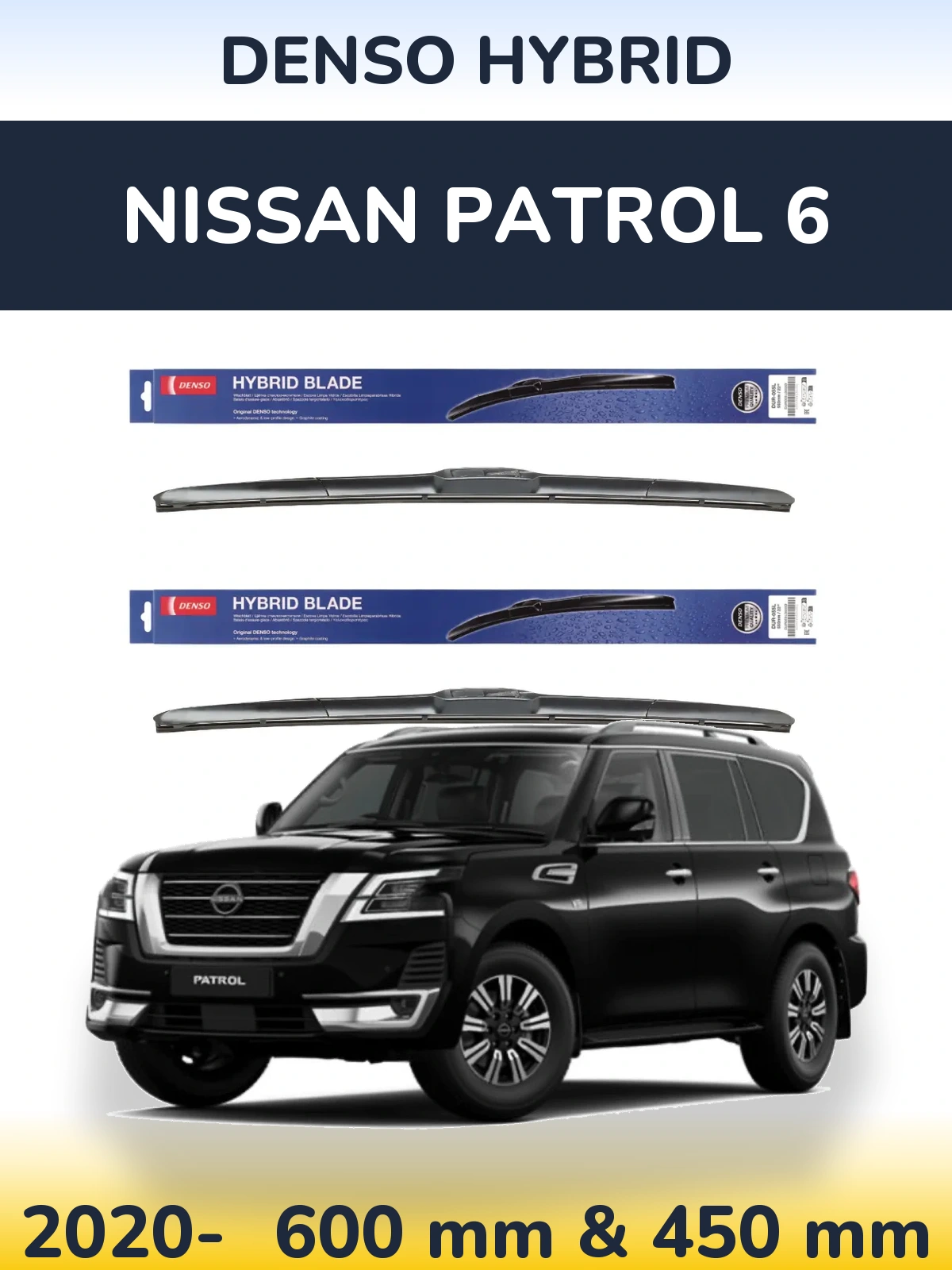 Komplet przednich wycieraczek Denso Hybrid 600 & 450 mm do Nissan Patrol 6 2020-2026