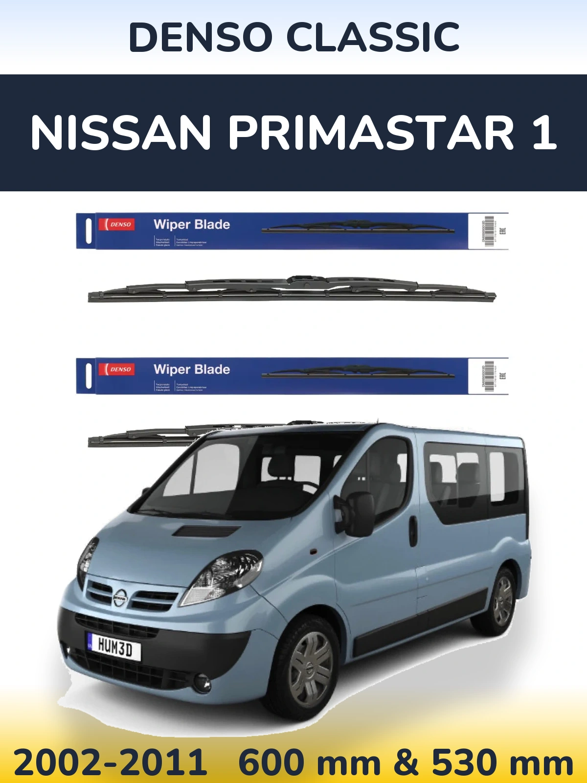 Komplet przednich wycieraczek Denso Classic 600 & 530 mm do Nissan Primastar 1 2002-2011