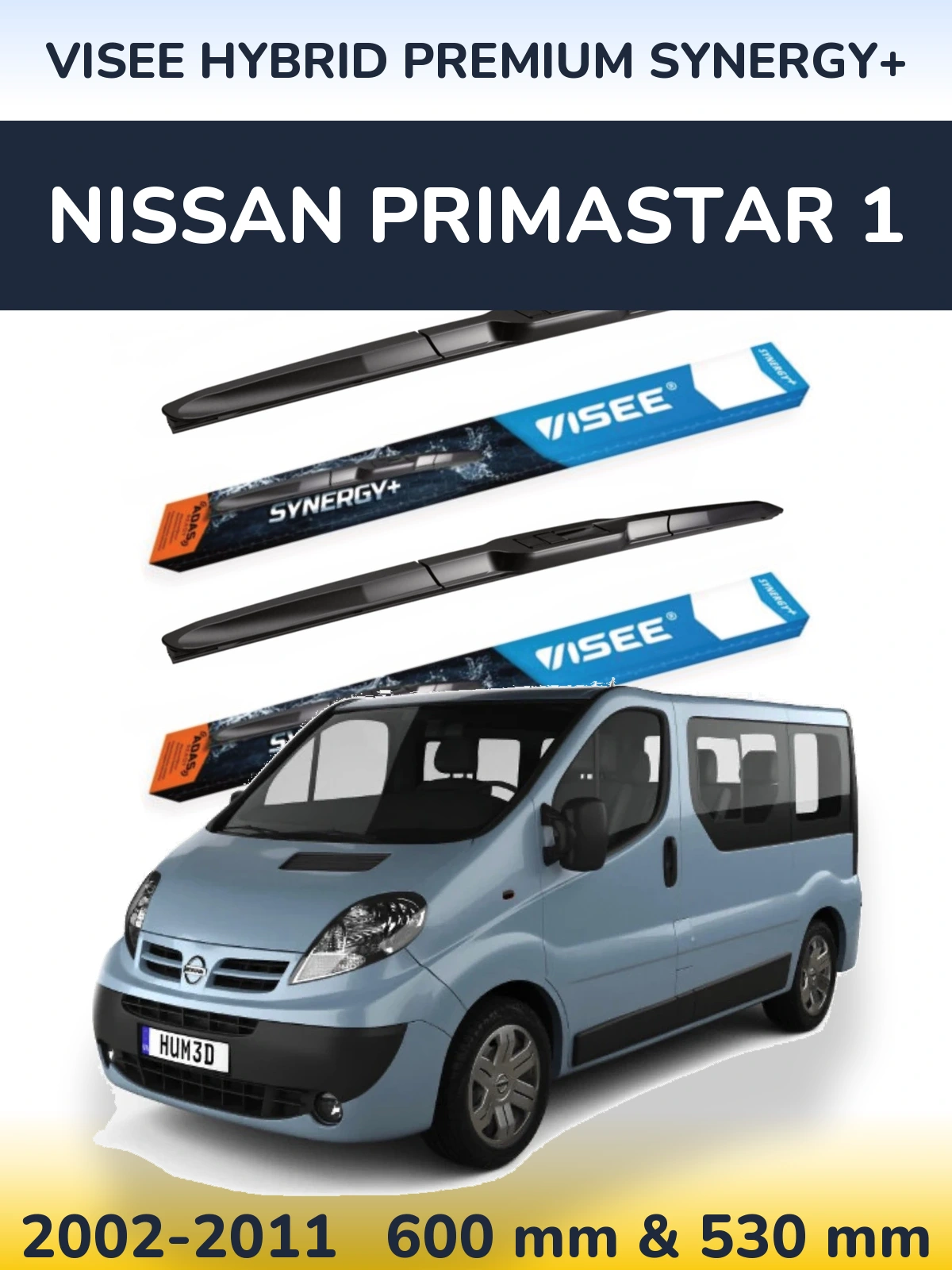 Komplet przednich wycieraczek VISEE HYBRID PREMIUM SYNERGY+ 600 & 530 mm do Nissan Primastar 1 2002-2011