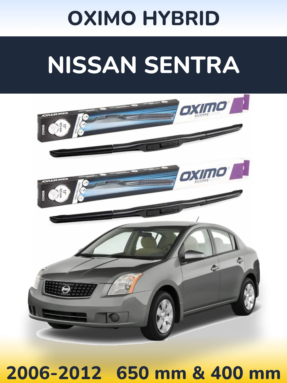 Комплект передних дворников Oximo Hybrid 650 & 400 мм для Nissan Sentra 2006-2012