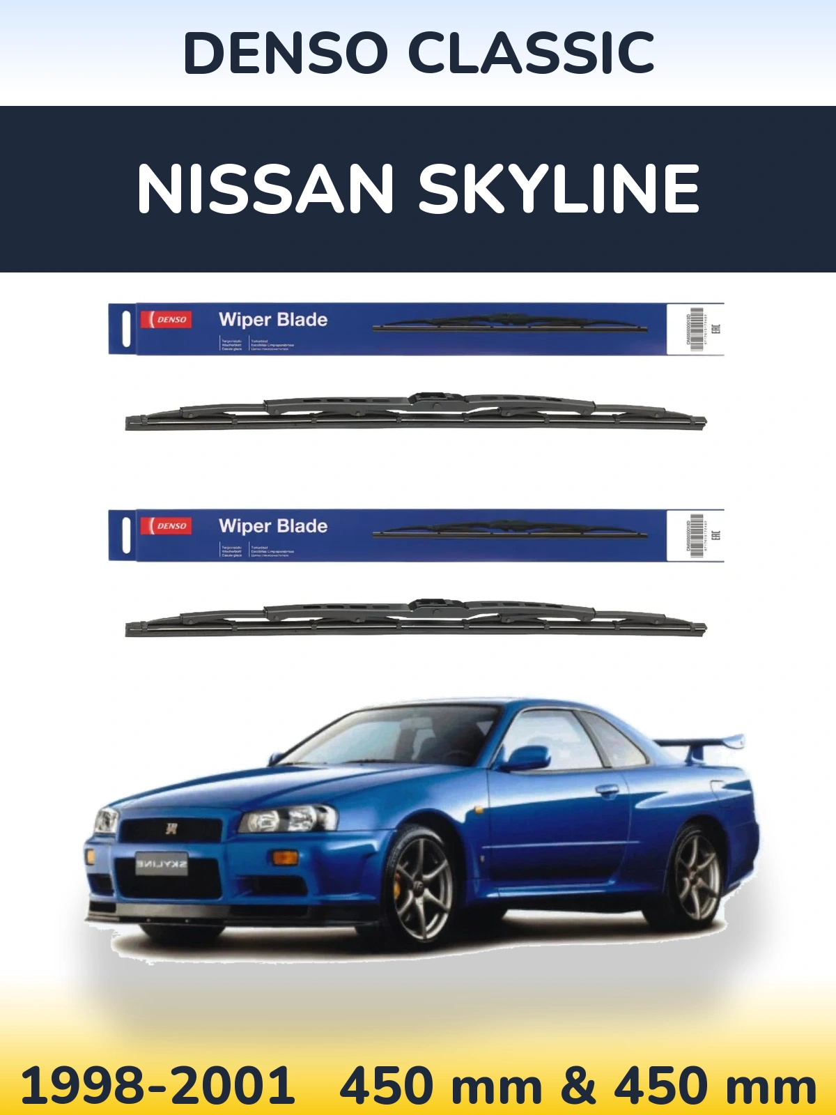 Komplet przednich wycieraczek Denso Classic 450 & 450 mm do Nissan Skyline 1998-2001