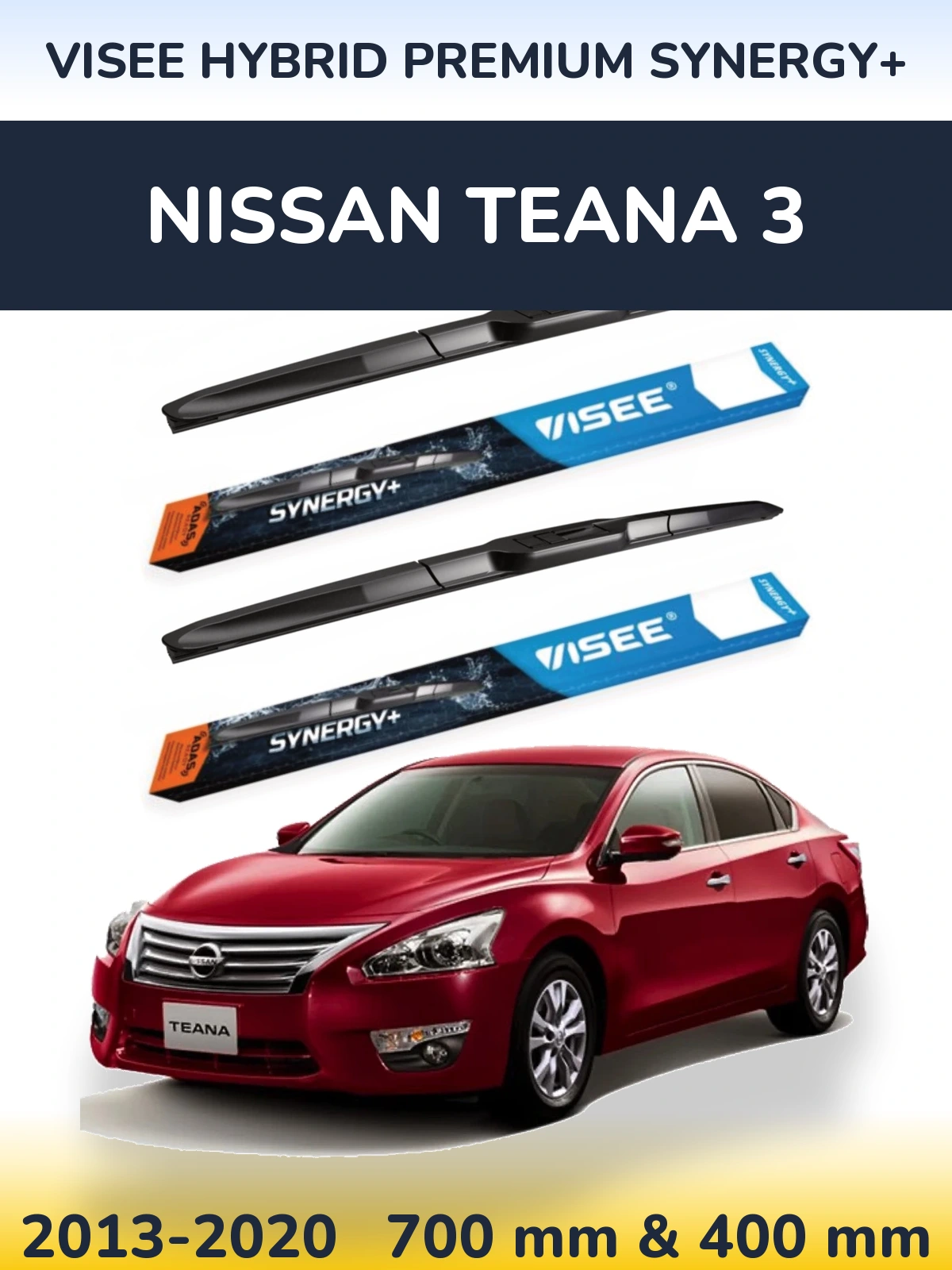 Komplet przednich wycieraczek VISEE HYBRID PREMIUM SYNERGY+ 700 & 400 mm do Nissan Teana 3 2013-2020