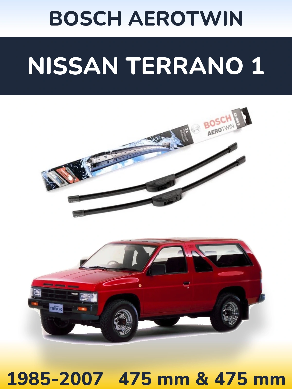 Komplet przednich wycieraczek BOSCH AeroTwin 475 & 475 mm do Nissan Terrano 1 1985-2007