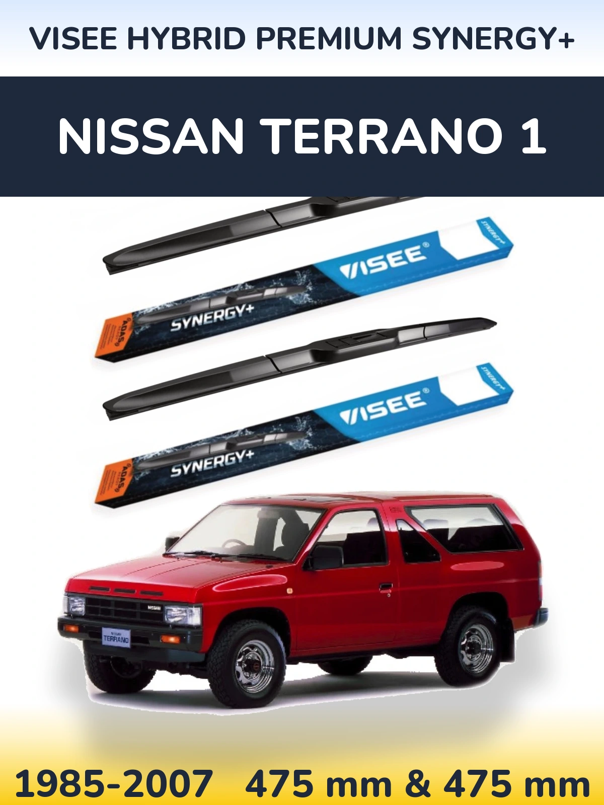 Komplet przednich wycieraczek VISEE HYBRID PREMIUM SYNERGY+ 475 & 475 mm do Nissan Terrano 1 1985-2007