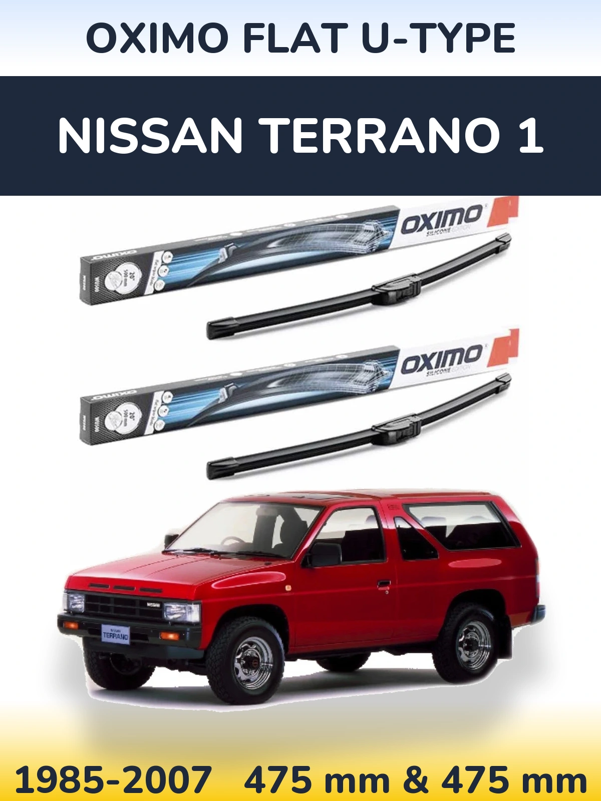 Komplet przednich wycieraczek Oximo Flat U-type 475 & 475 mm do Nissan Terrano 1 1985-2007