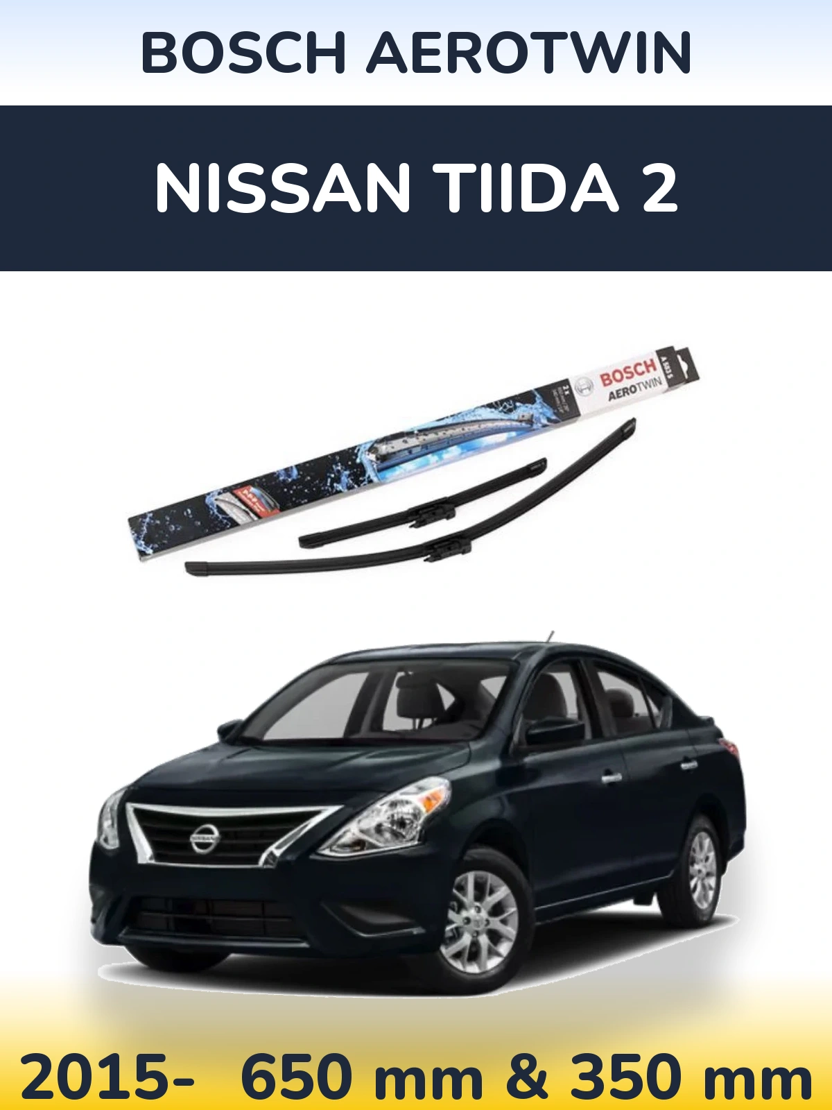 Komplet przednich wycieraczek BOSCH AeroTwin 650 & 340 mm do Nissan Tiida 2 2015-2026