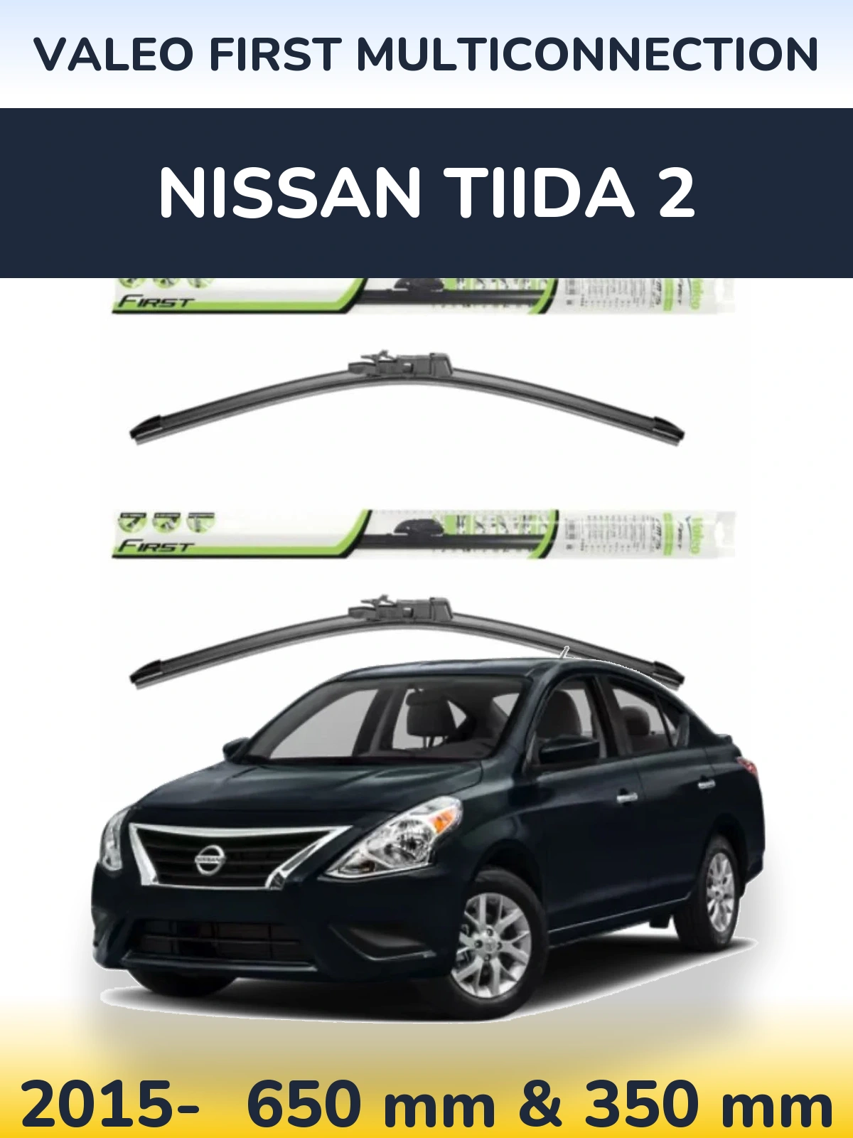 Komplet przednich wycieraczek Valeo First MultiConnection 650 & 350 mm do Nissan Tiida 2 2015-2026