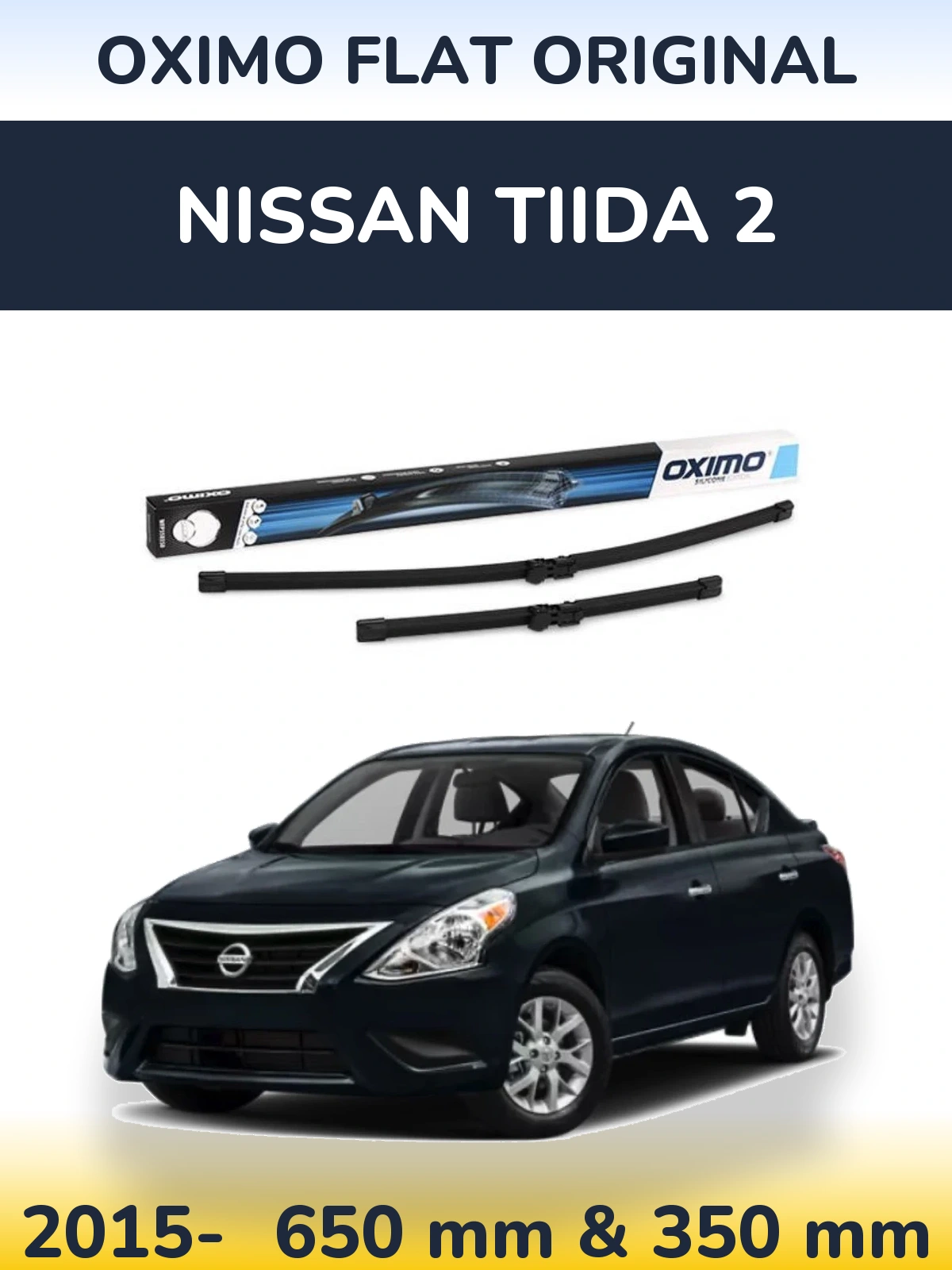 Komplet przednich wycieraczek Oximo Flat Original 650 & 350 mm do Nissan Tiida 2 2015-2026