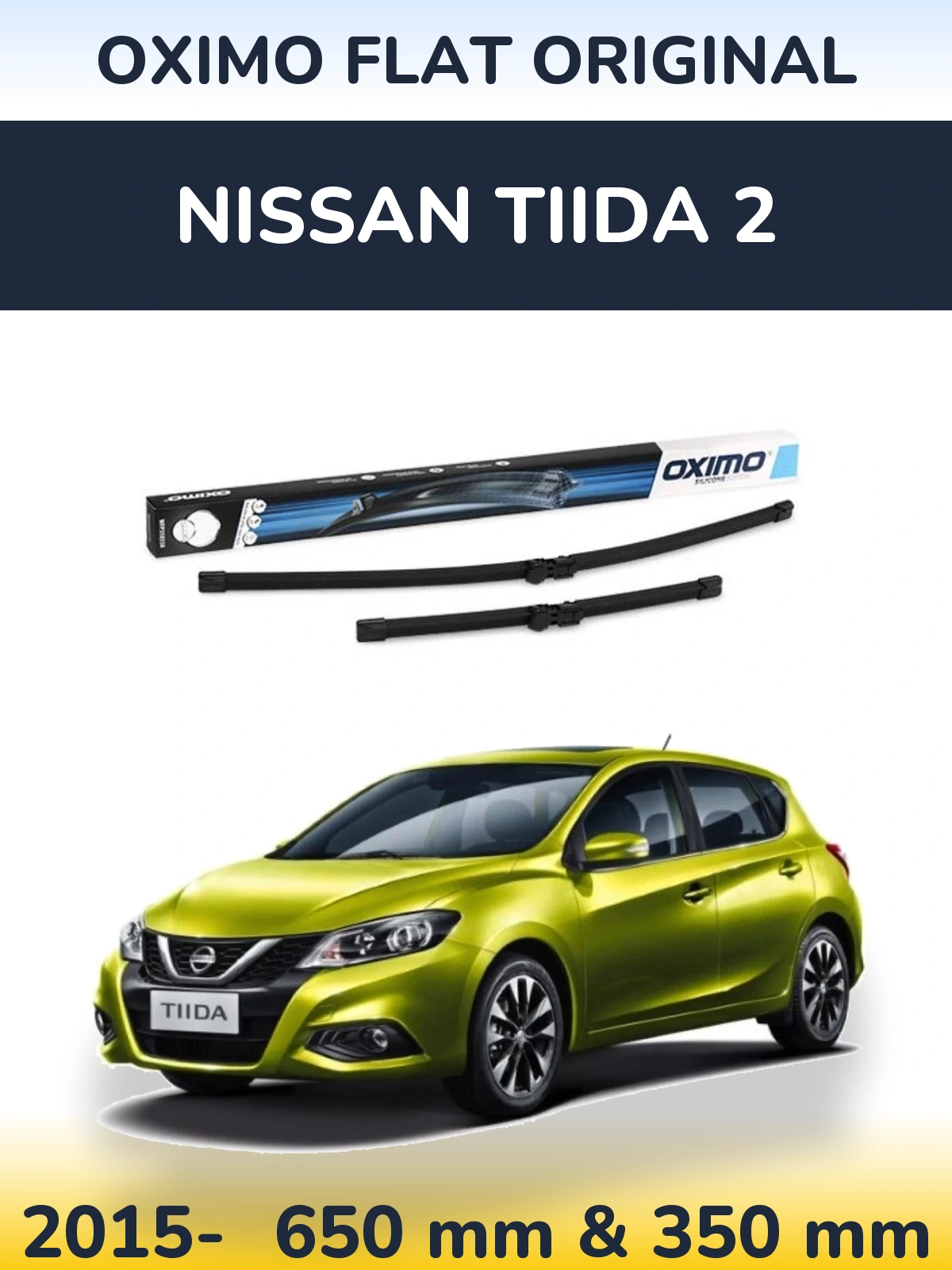 Комплект передних дворников Oximo Flat Original 650 & 350 мм для Nissan Tiida 2 2015-2026