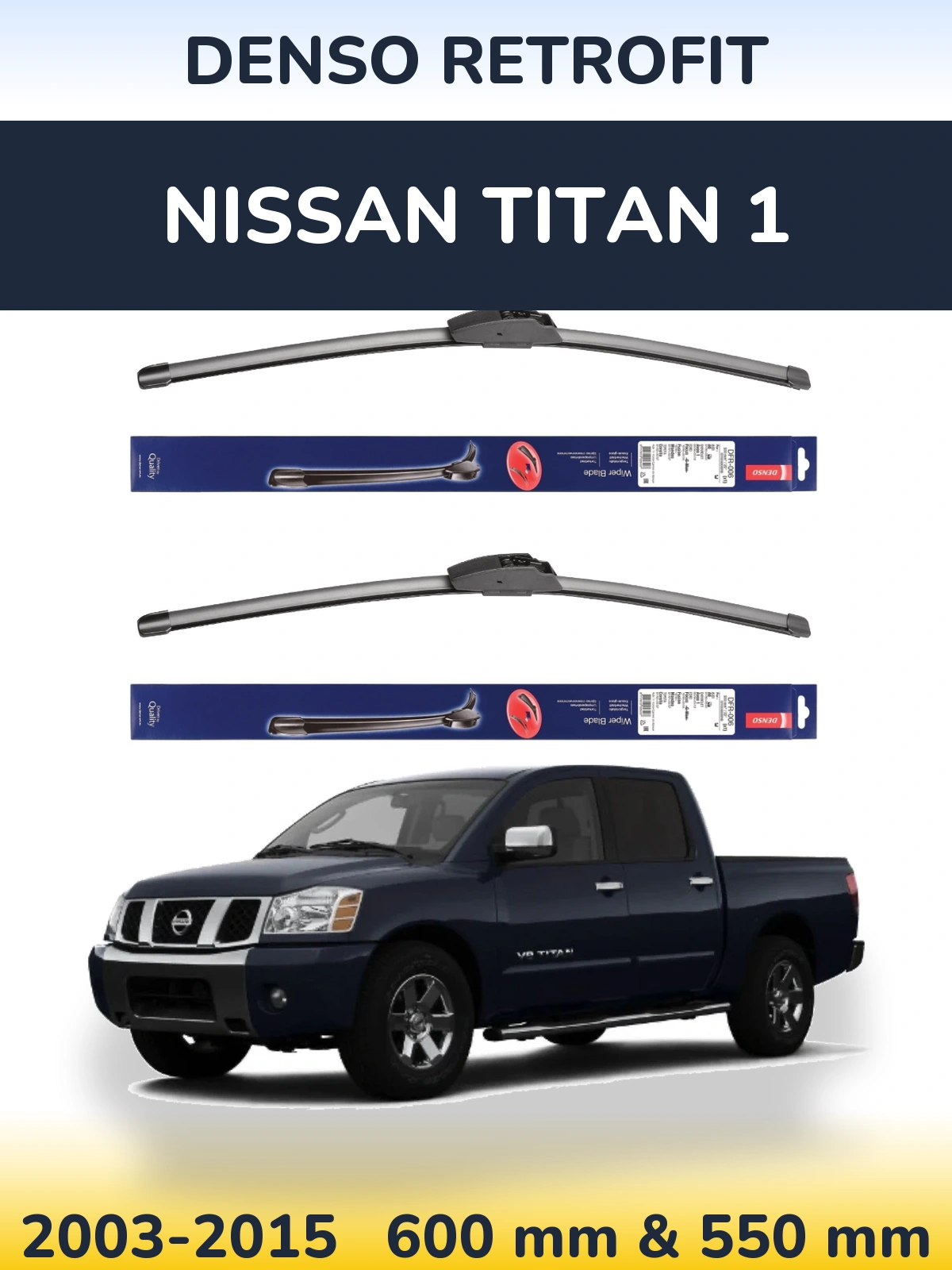 Комплект передних дворников Denso Retrofit 600 & 550 мм для Nissan Titan 1 2003-2015