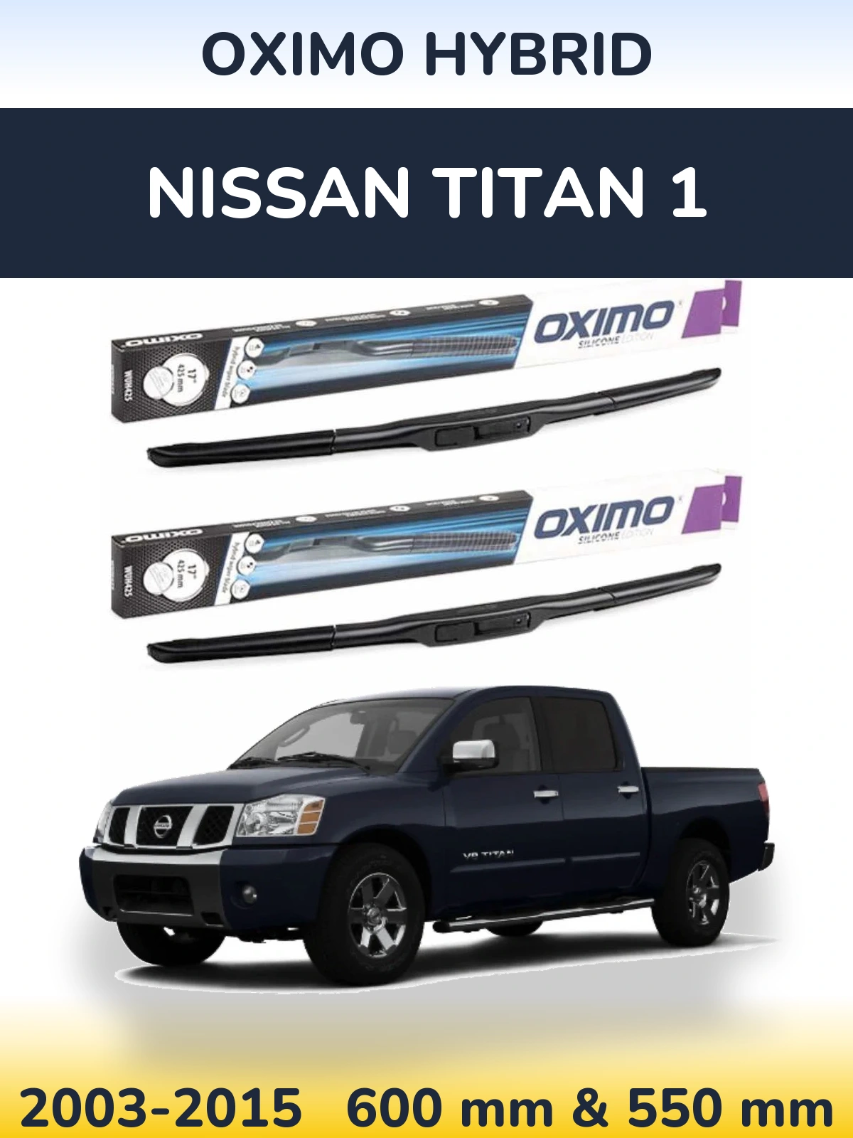 Комплект передних дворников Oximo Hybrid 600 & 550 мм для Nissan Titan 1 2003-2015
