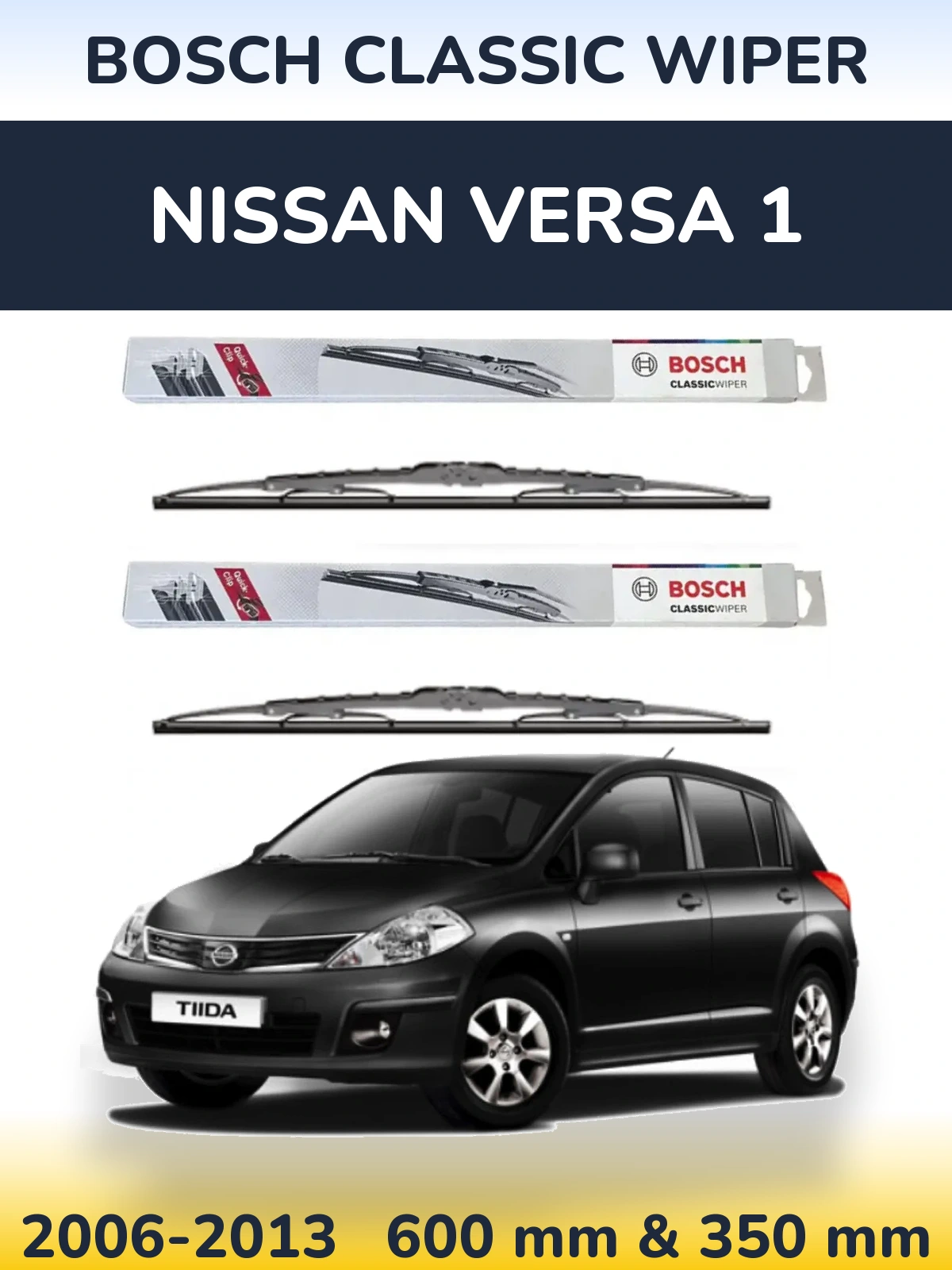 Komplet przednich wycieraczek BOSCH Classic Wiper 600 & 340 mm do Nissan Versa 1 2006-2013
