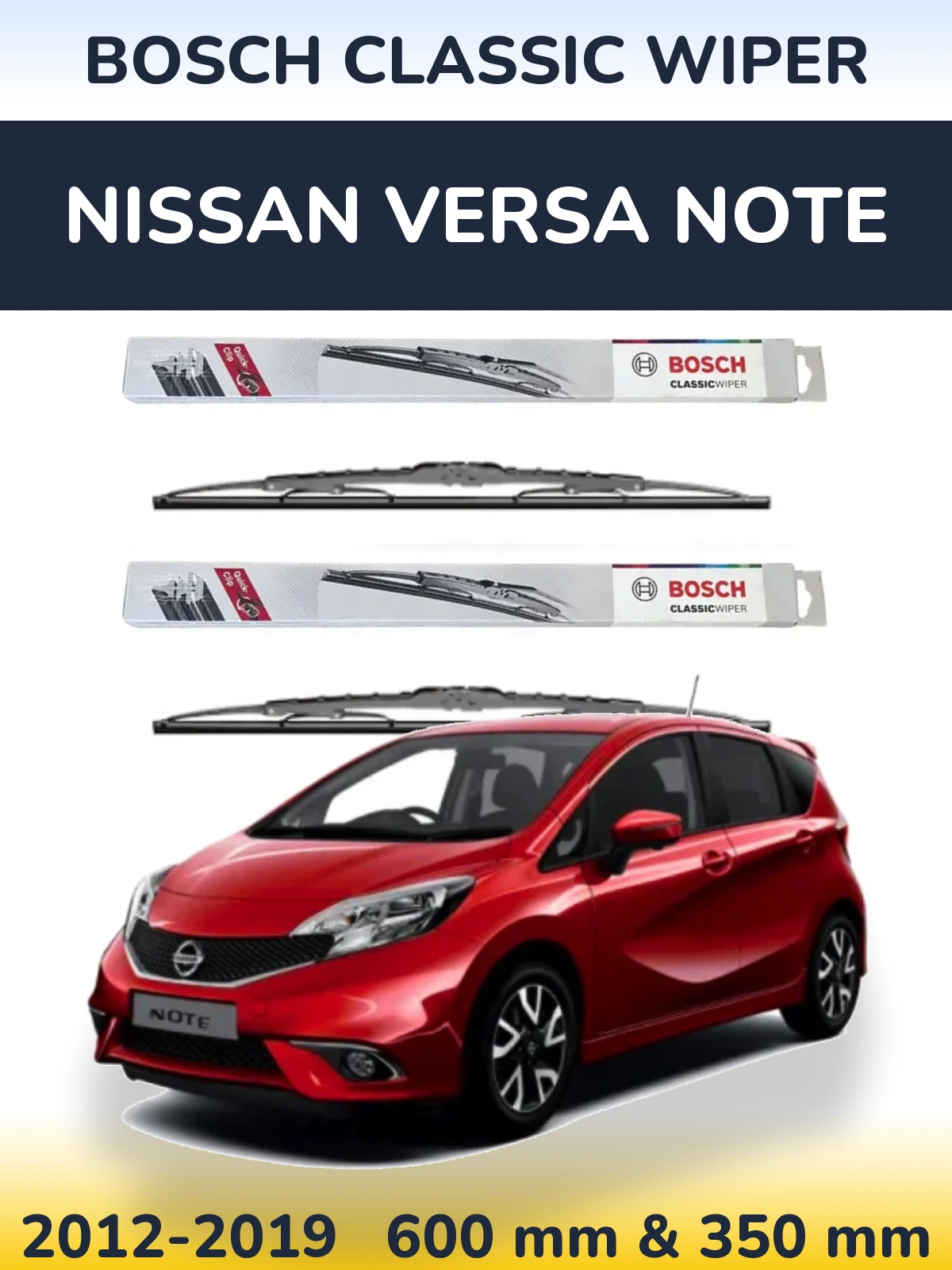 Komplet przednich wycieraczek BOSCH Classic Wiper 600 & 340 mm do Nissan Versa Note 2012-2019