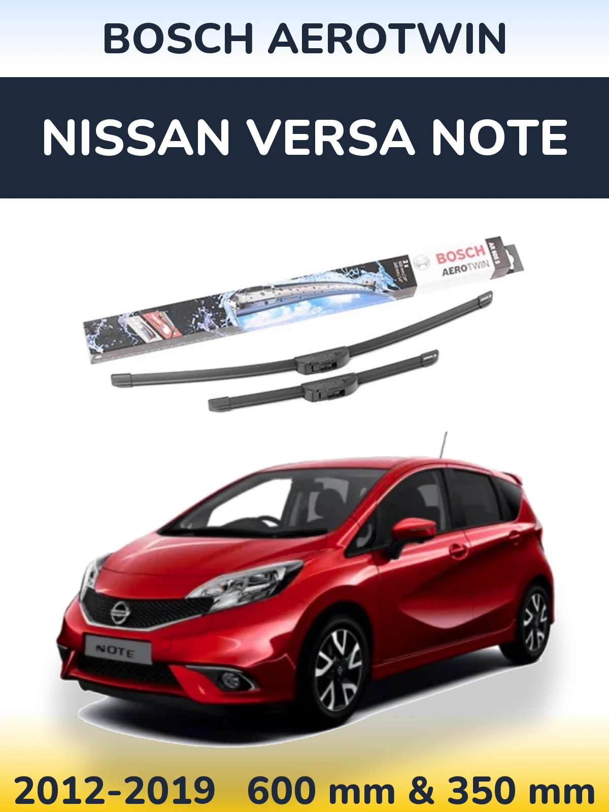 Komplet przednich wycieraczek BOSCH AeroTwin 600 & 350 mm do Nissan Versa Note 2012-2019