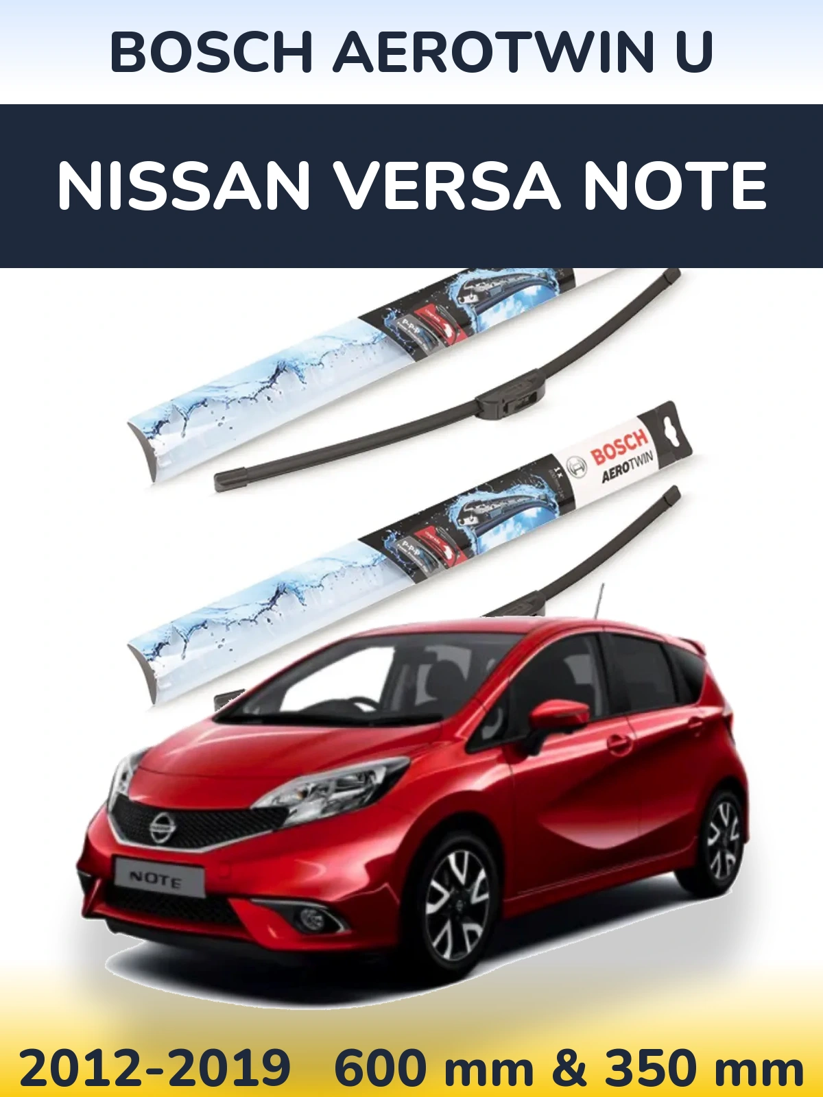 Komplet przednich wycieraczek BOSCH AeroTwin U 600 & 350 mm do Nissan Versa Note 2012-2019