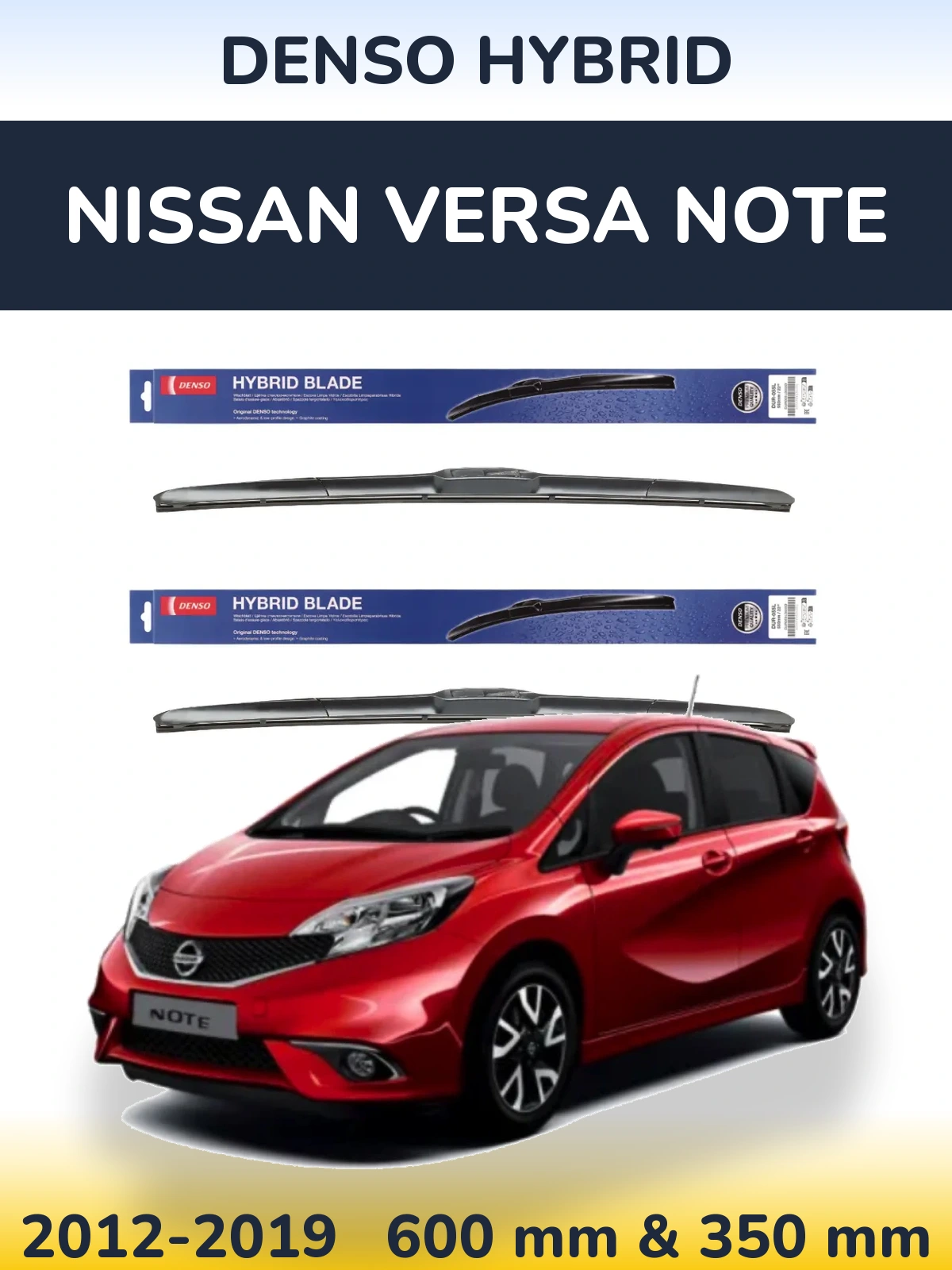 Komplet przednich wycieraczek Denso Hybrid 600 & 350 mm do Nissan Versa Note 2012-2019