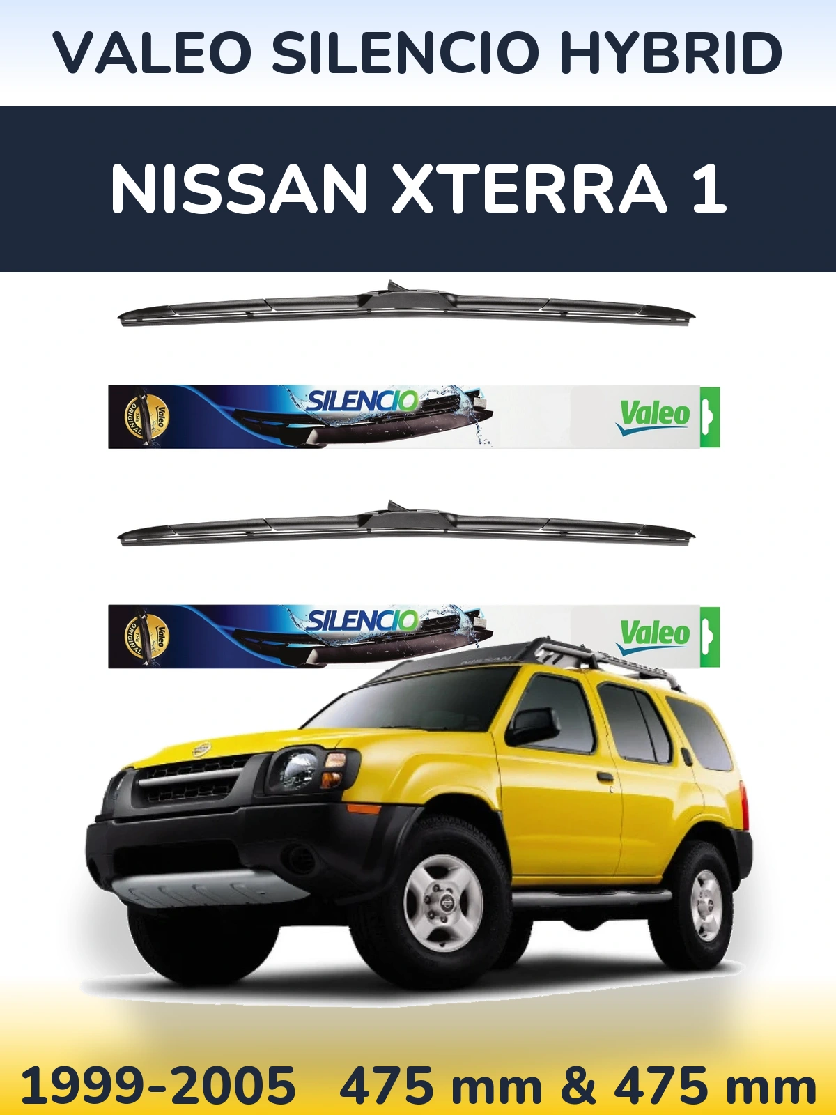Комплект передних дворников Valeo Silencio Hybrid 475 & 475 мм для Nissan Xterra 1 1999-2005