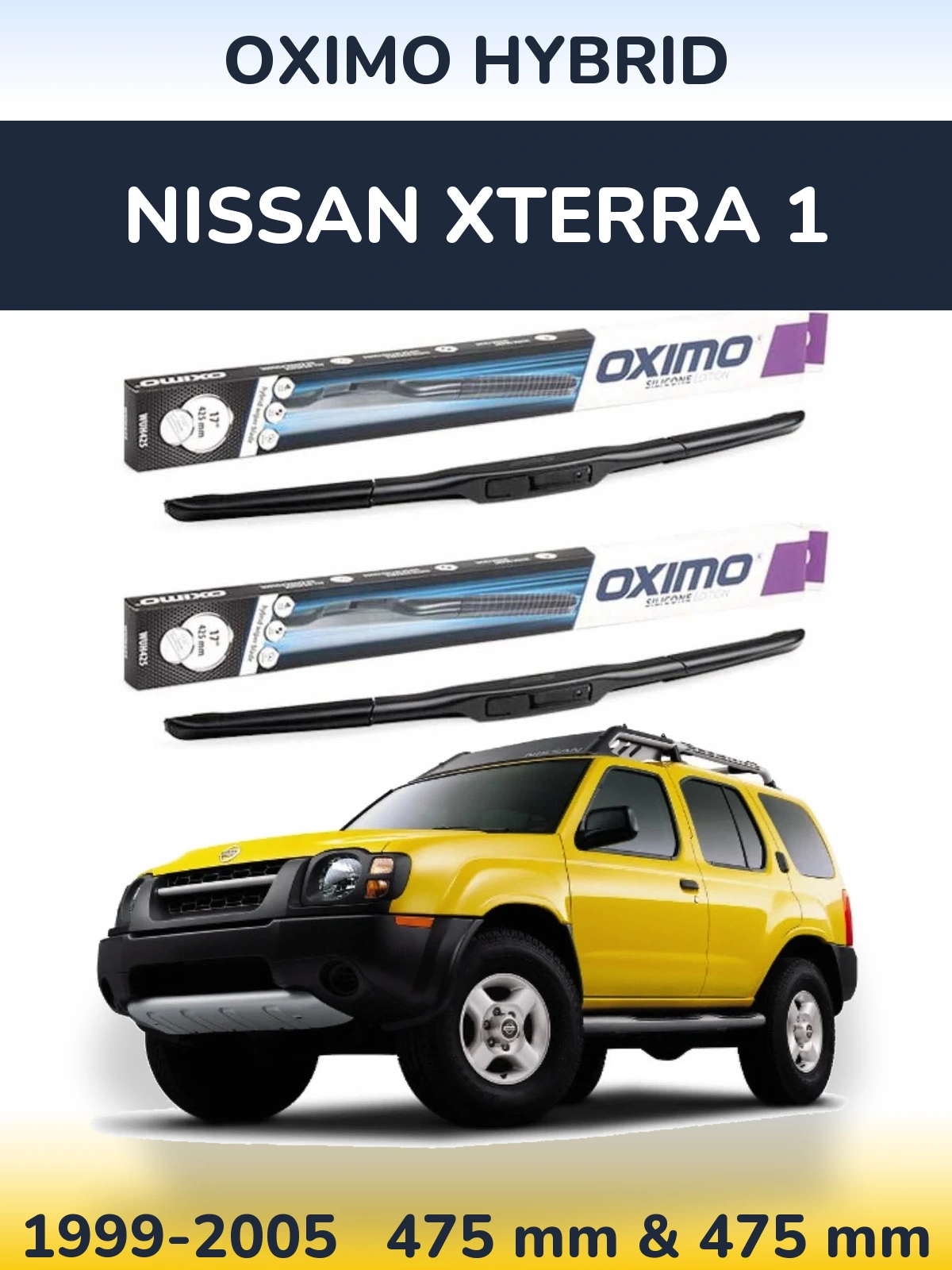 Комплект передних дворников Oximo Hybrid 475 & 475 мм для Nissan Xterra 1 1999-2005