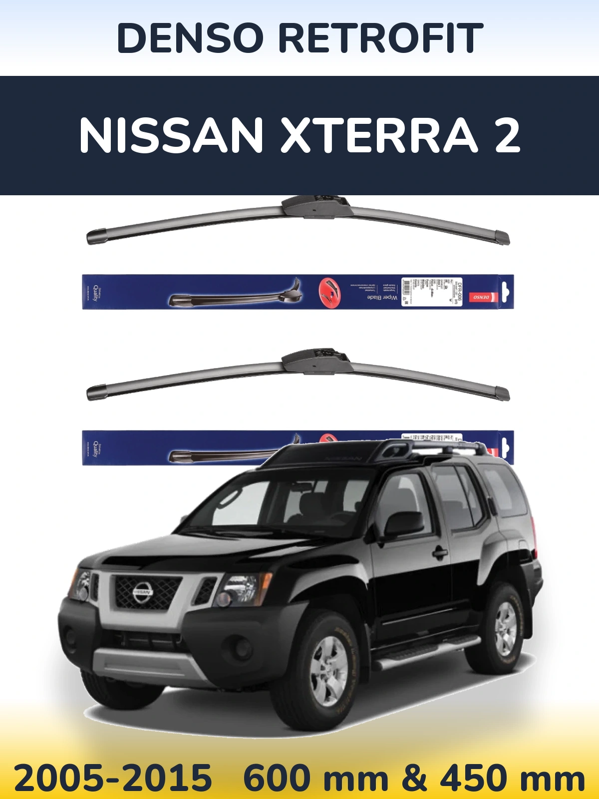 Komplet przednich wycieraczek Denso Retrofit 600 & 450 mm do Nissan Xterra 2 2005-2015