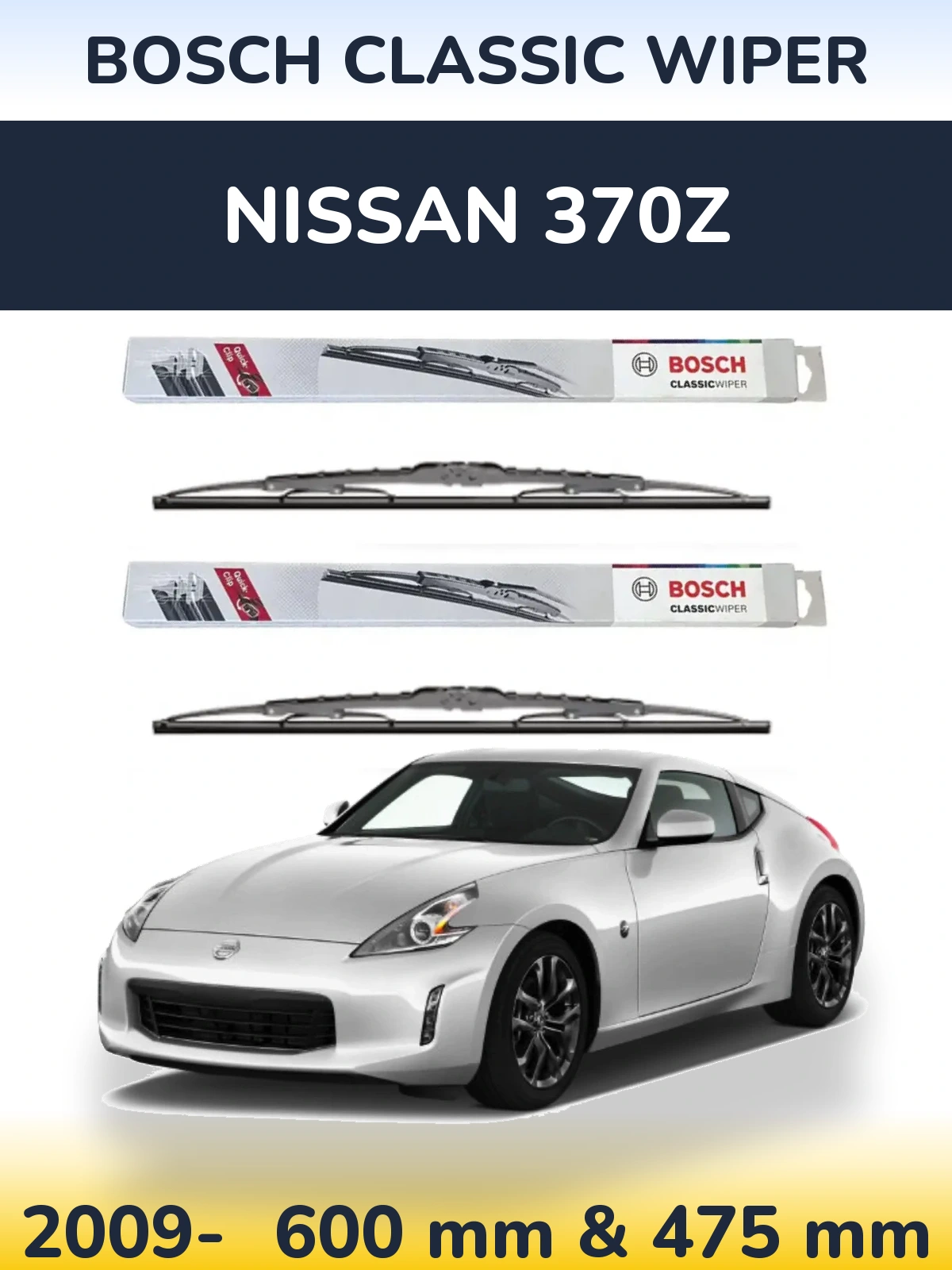 Komplet przednich wycieraczek BOSCH Classic Wiper 600 & 475 mm do Nissan 370Z 2009-2026