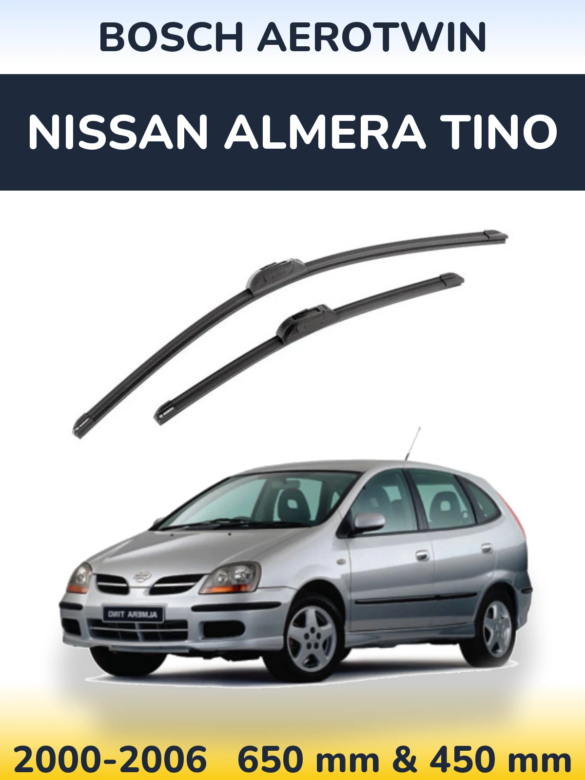 Komplet przednich wycieraczek BOSCH AeroTwin 650 & 450 mm do Nissan Almera Tino 2000-2006