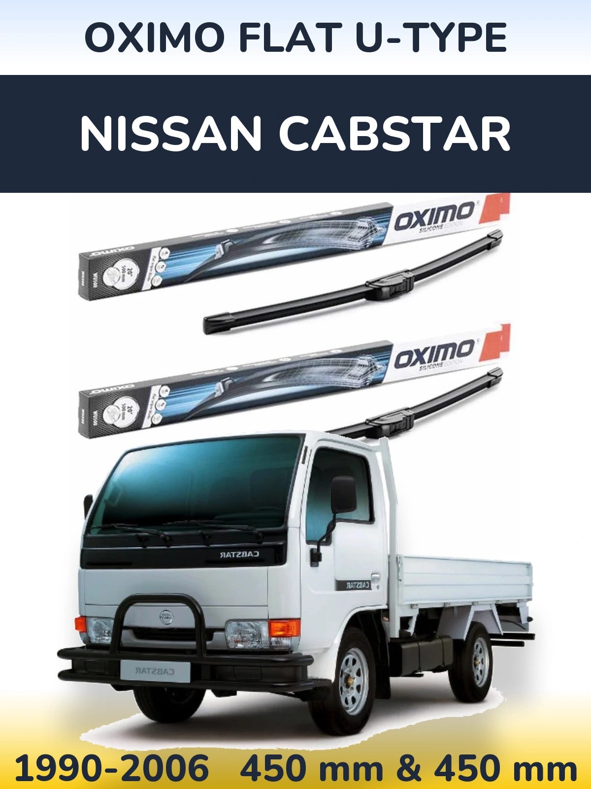 Komplet przednich wycieraczek Oximo Flat U-type 450 & 450 mm do Nissan Cabstar 1990-2006
