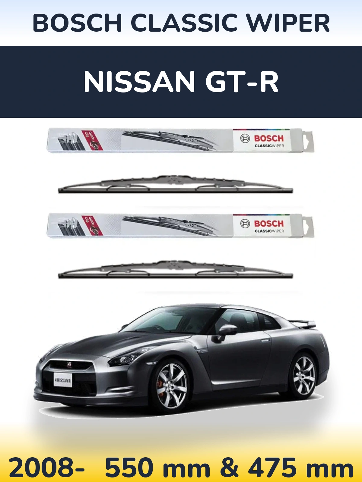 Komplet przednich wycieraczek BOSCH Classic Wiper 550 & 475 mm do Nissan GT-R 2008-2026