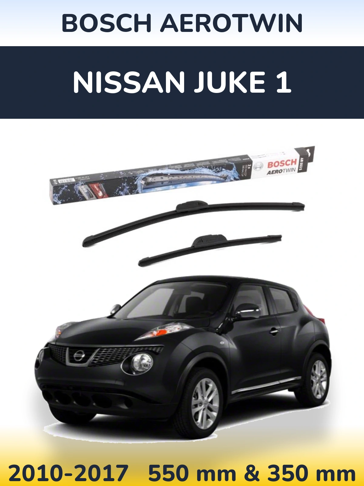 Front wiper blade set BOSCH AeroTwin 550 & 350 mm for Nissan Juke 1 2010-2017
