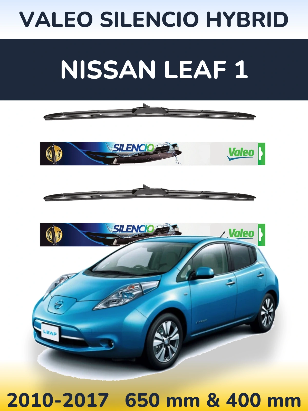 Komplet przednich wycieraczek Valeo Silencio Hybrid 650 & 400 mm do Nissan Leaf 1 2010-2017