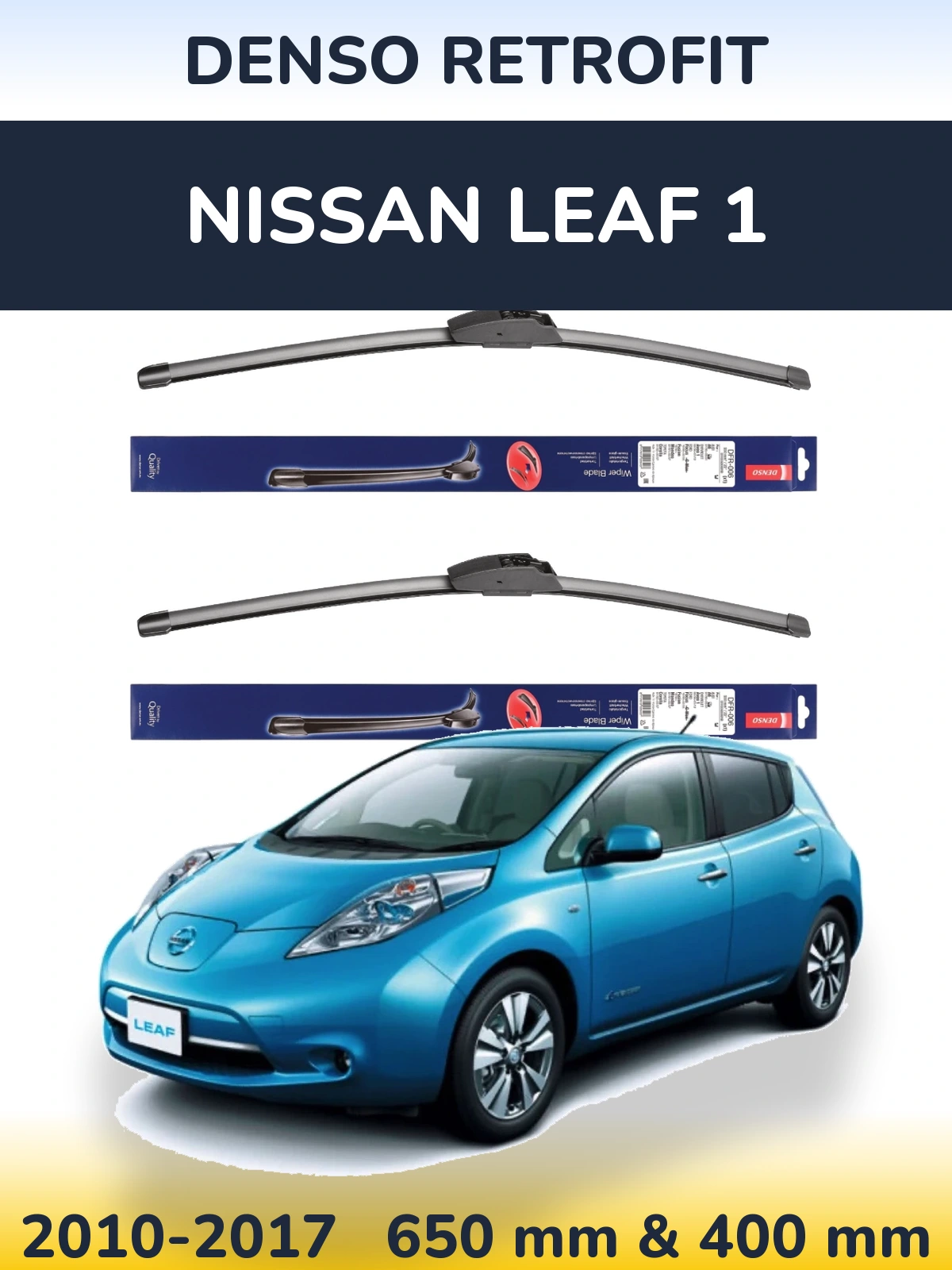 Komplet przednich wycieraczek Denso Retrofit 650 & 400 mm do Nissan Leaf 1 2010-2017