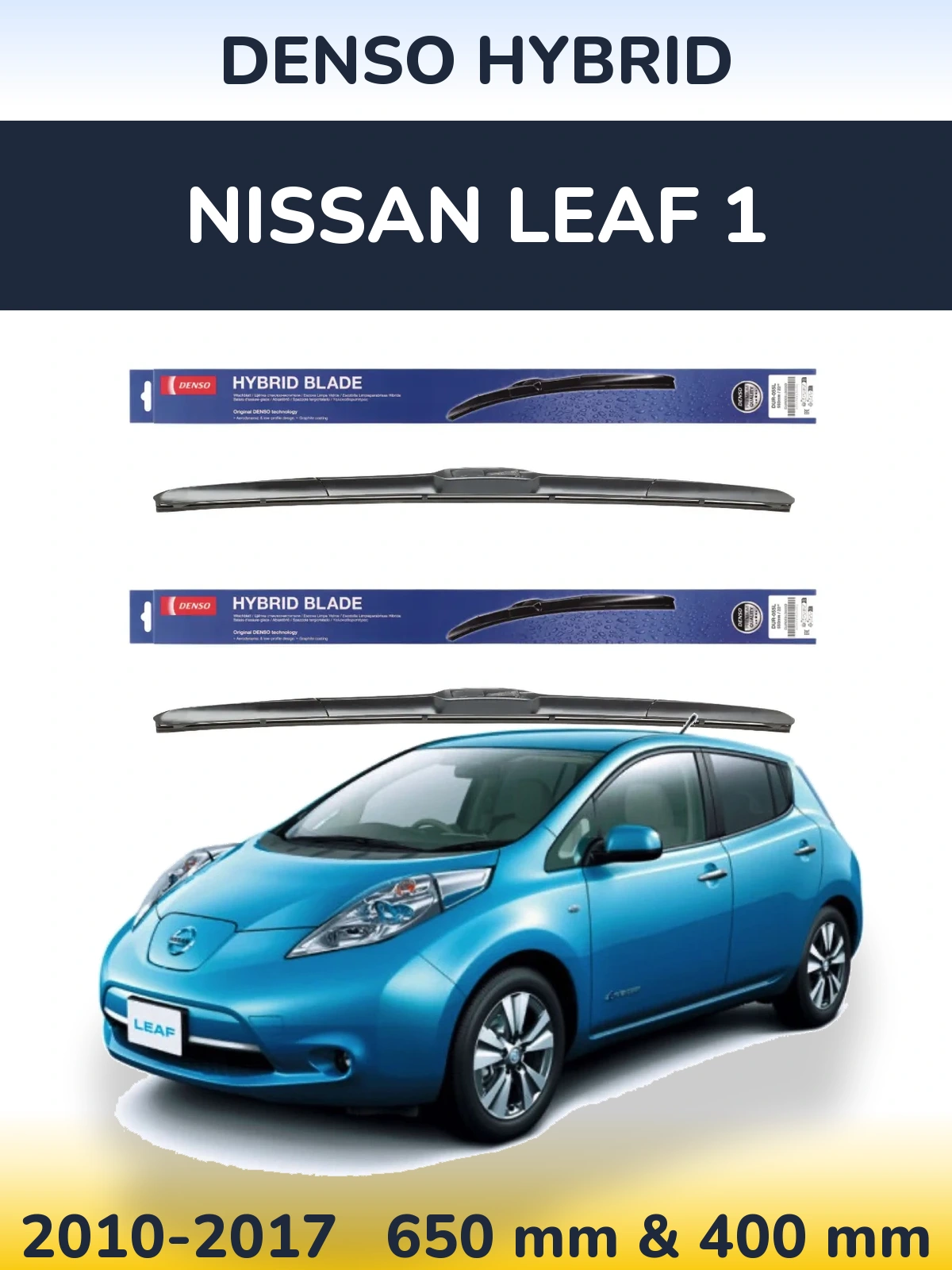 Komplet przednich wycieraczek Denso Hybrid 650 & 400 mm do Nissan Leaf 1 2010-2017