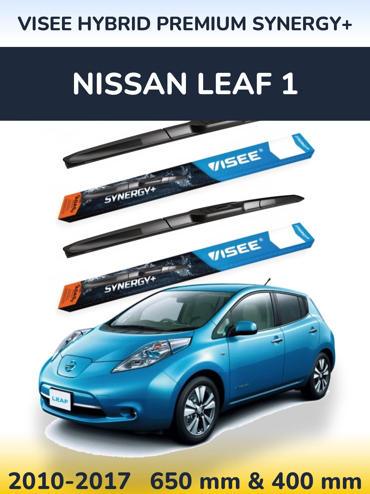 Komplet przednich wycieraczek VISEE HYBRID PREMIUM SYNERGY+ 650 & 400 mm do Nissan Leaf 1 2010-2017