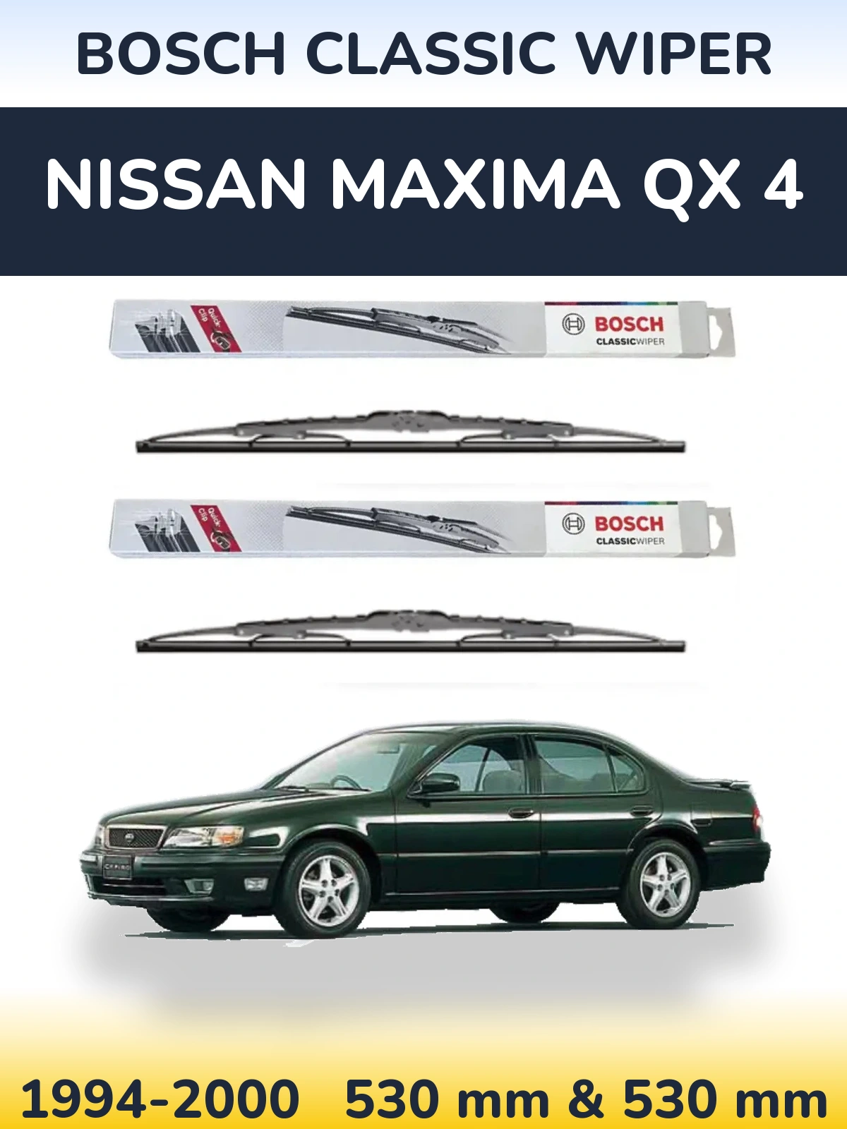 Komplet przednich wycieraczek BOSCH Classic Wiper 530 & 530 mm do Nissan Maxima QX 4 1994-2000