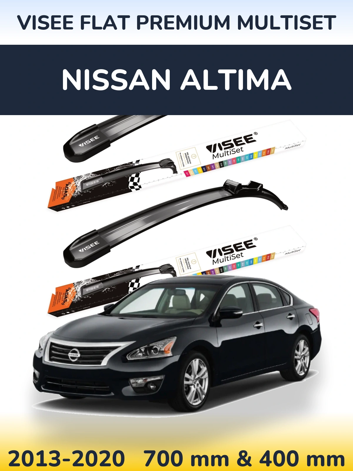 Komplet przednich wycieraczek VISEE FLAT PREMIUM MultiSet 700 & 400 mm do Nissan Altima 2013-2020