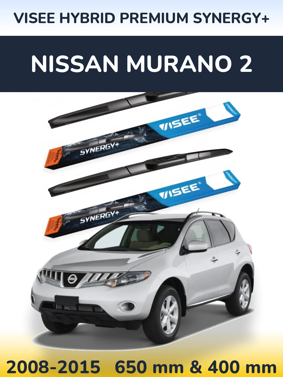 Komplet przednich wycieraczek VISEE HYBRID PREMIUM SYNERGY+ 650 & 400 mm do Nissan Murano 2 2008-2015
